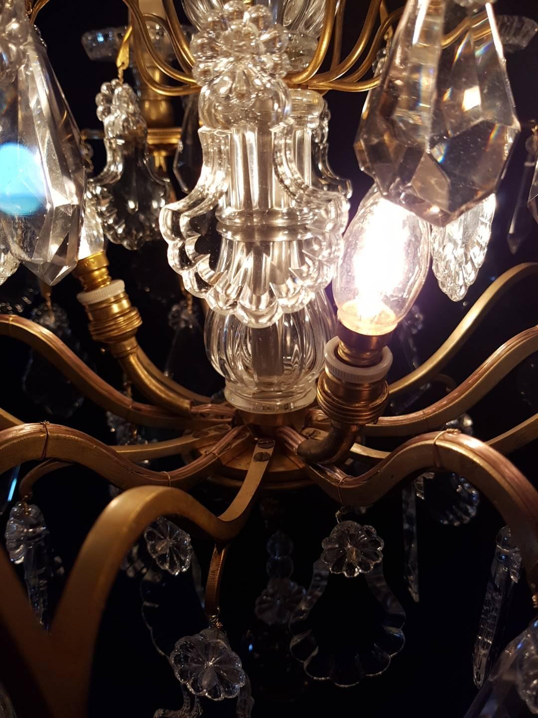 French Bronze Nine-Light Chandelier, Early 1900 For Sale 4