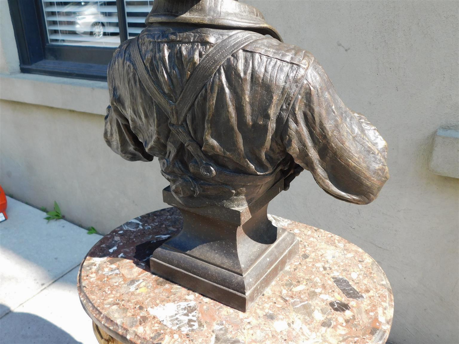 French Bronze African American Boy Playing Banjo 