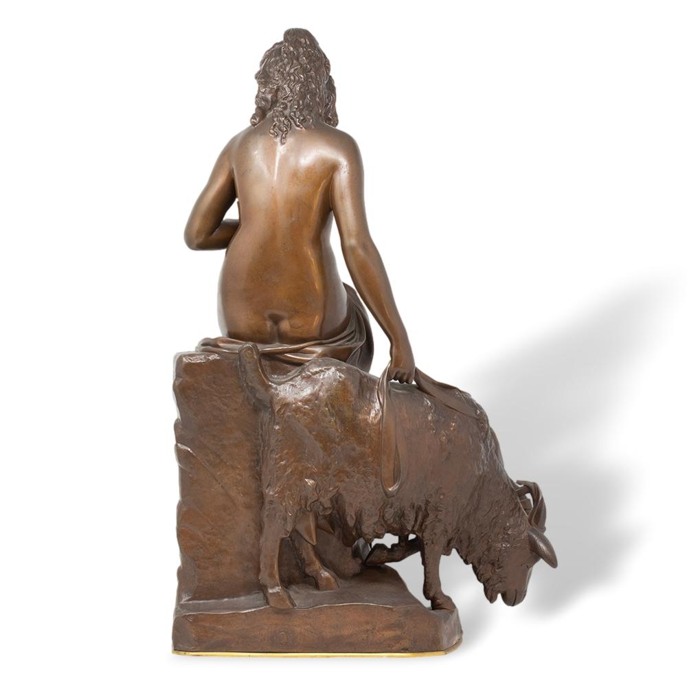 French Bronze Amalthea and Jupiter's Goat Barbedienne In Good Condition In Newark, England