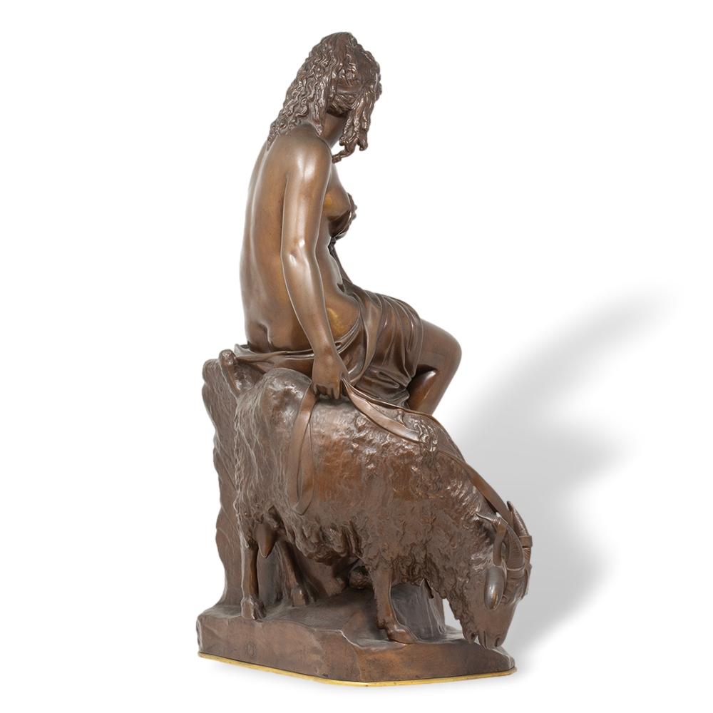 19th Century French Bronze Amalthea and Jupiter's Goat Barbedienne