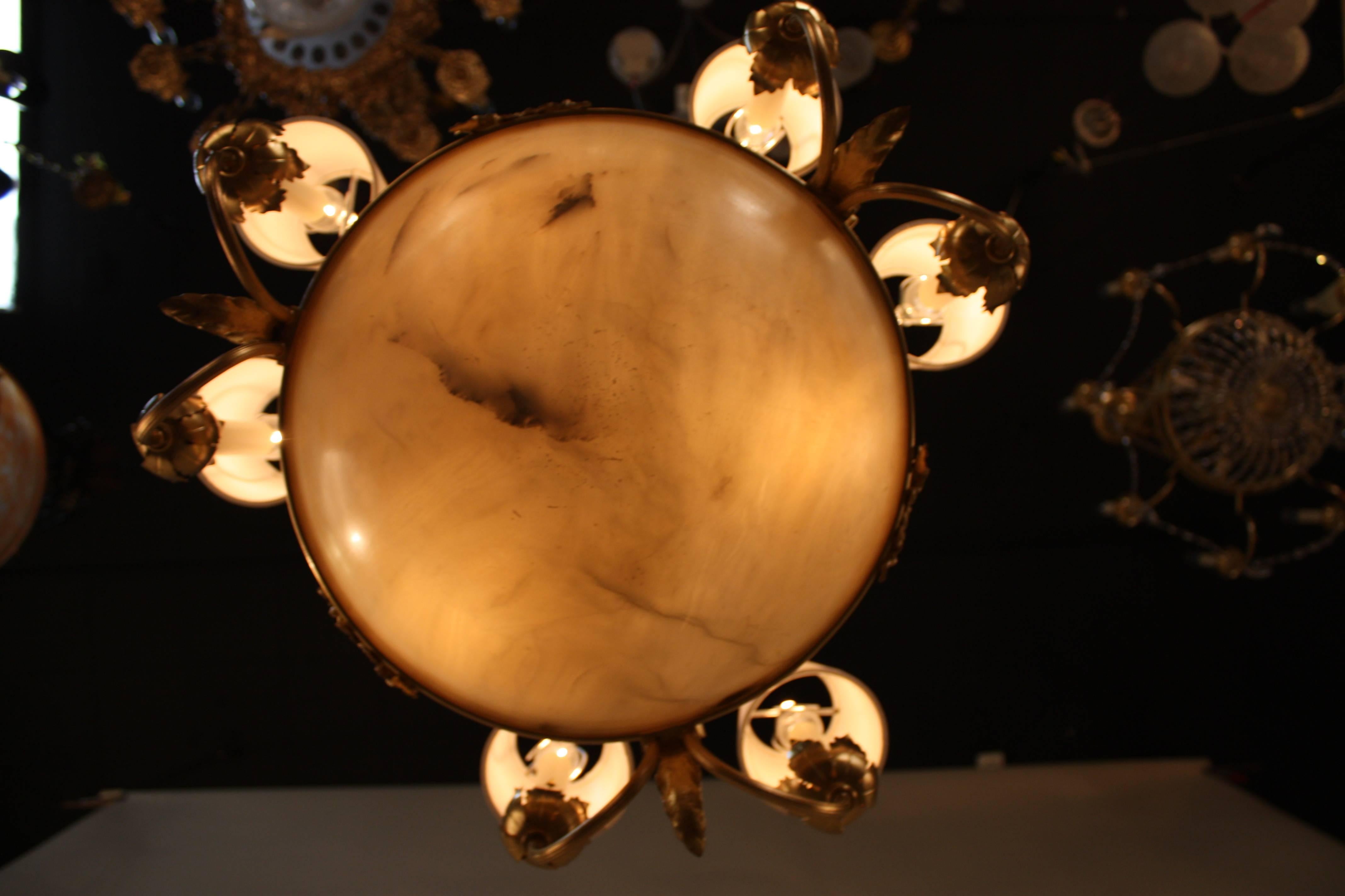 French Bronze and Alabaster Chandelier 2