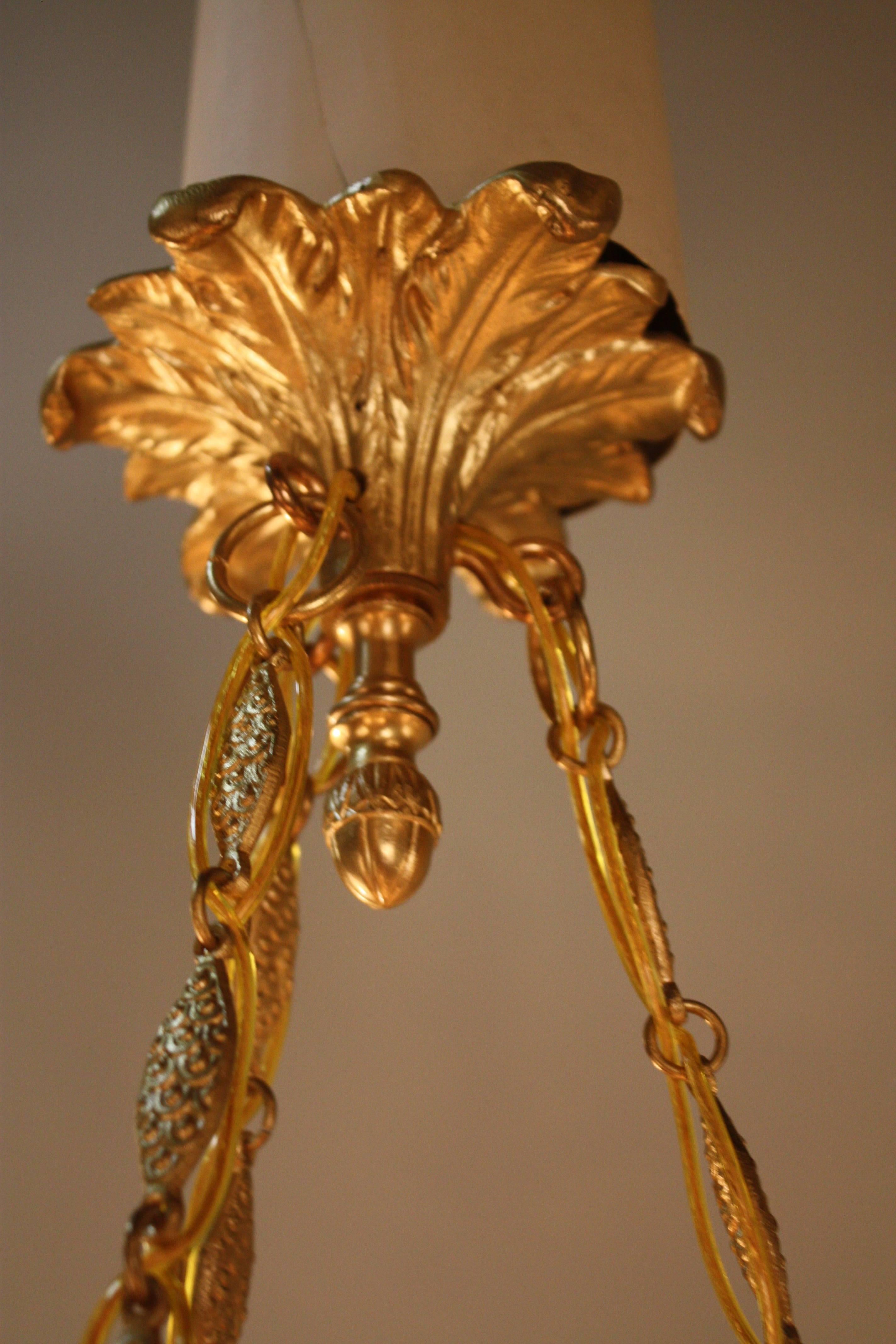 French Bronze and Alabaster Chandelier 5