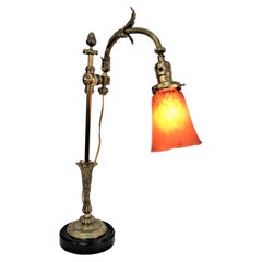French Bronze and Art Glass Desk/Table Lamp