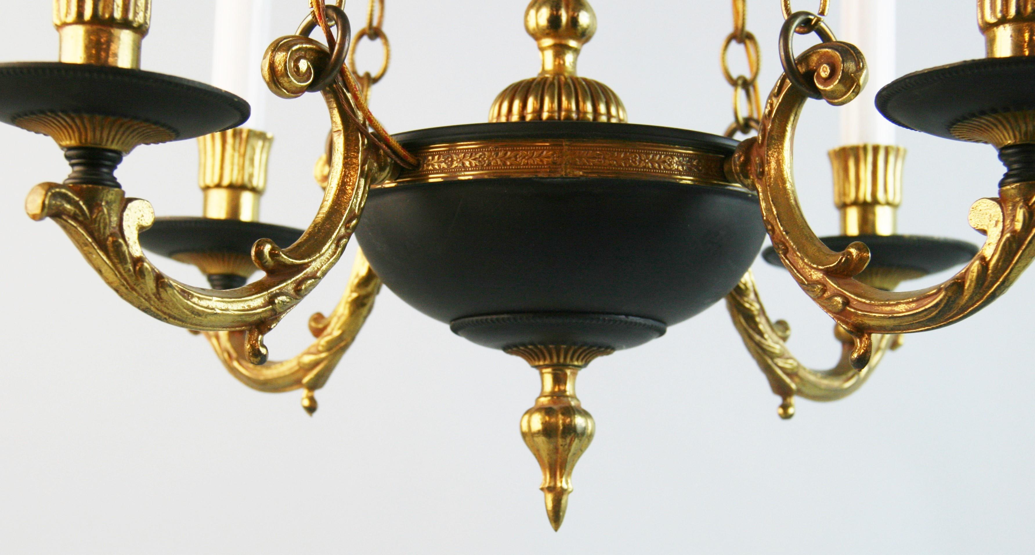 French Bronze and Black Hanging Pendant For Sale 8