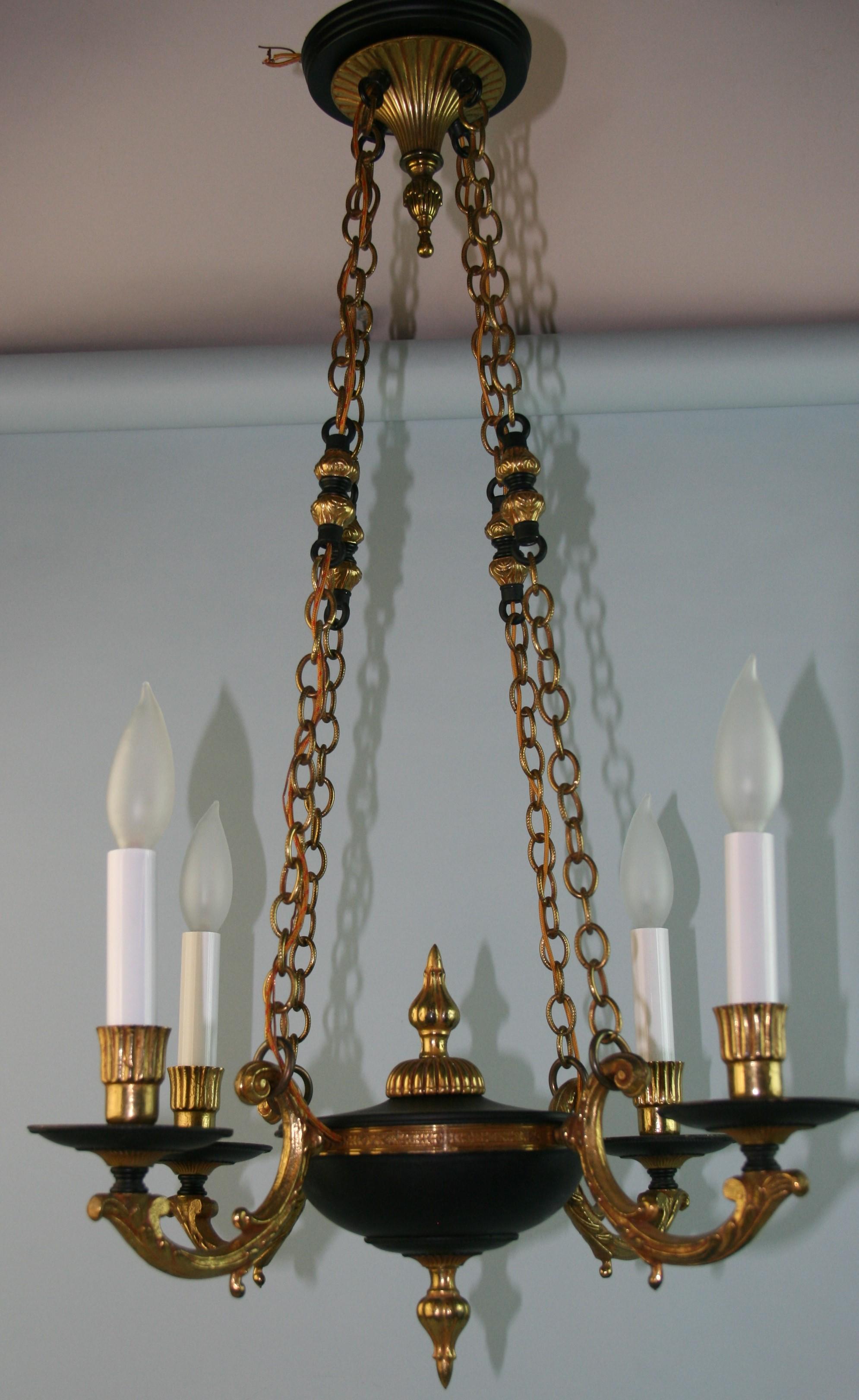 French Bronze and Black Hanging Pendant For Sale 9
