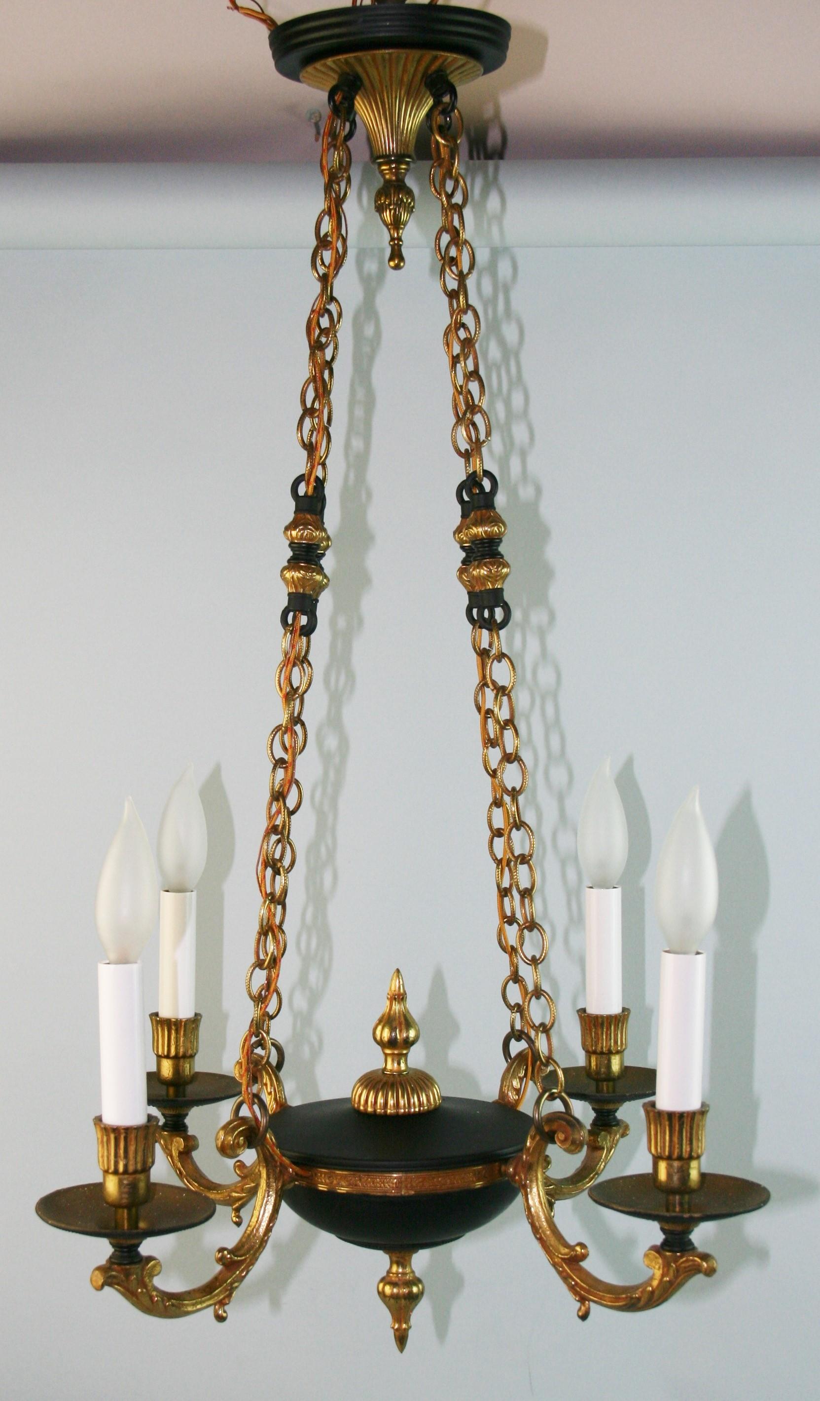 French Bronze and Black Hanging Pendant In Good Condition For Sale In Douglas Manor, NY