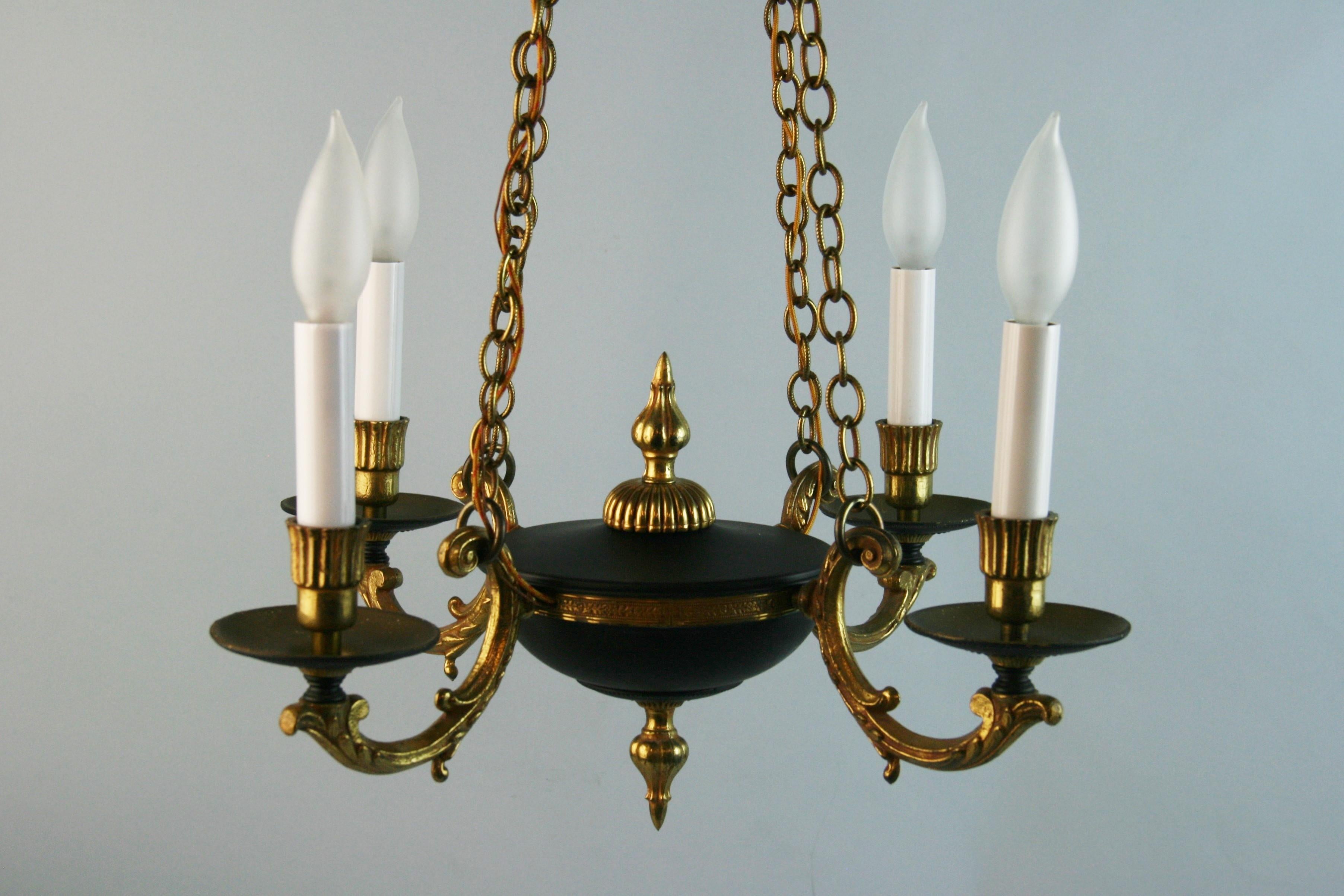 Mid-20th Century French Bronze and Black Hanging Pendant For Sale
