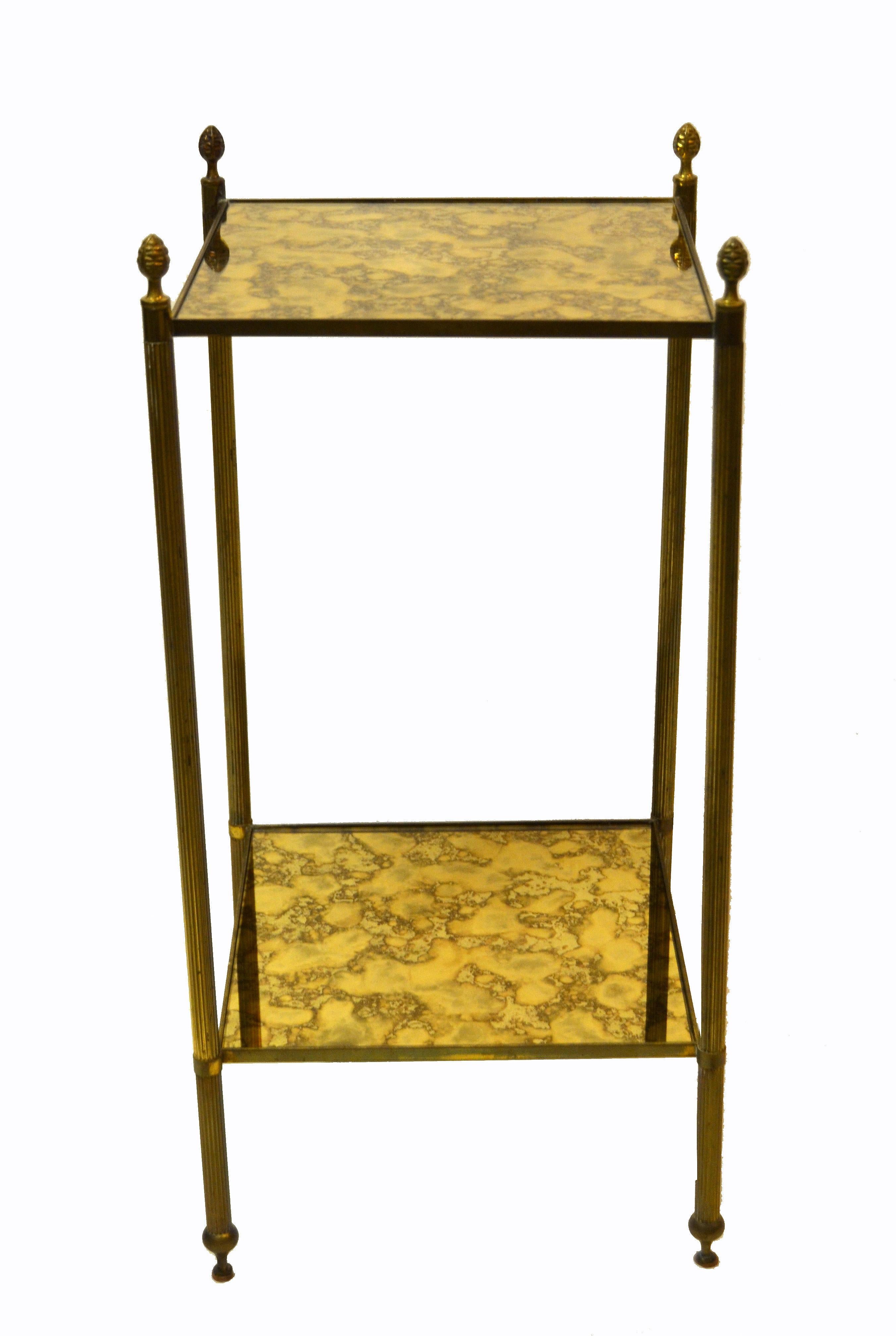  Pair Of French Bronze and Brass Maison Baguès Square Two-Tier Side Table  6