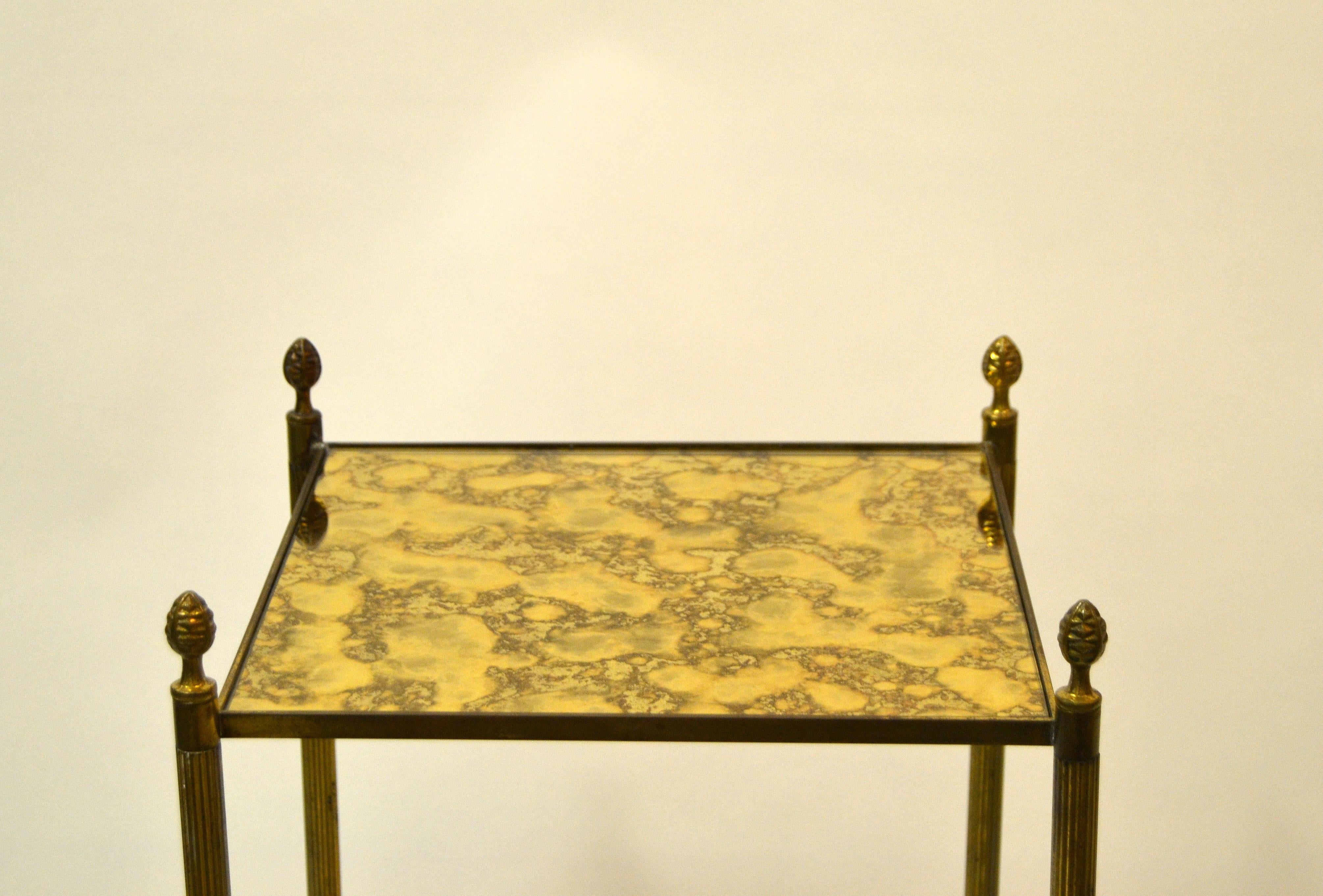 Mid-20th Century  Pair Of French Bronze and Brass Maison Baguès Square Two-Tier Side Table 