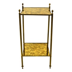  Pair Of French Bronze and Brass Maison Baguès Square Two-Tier Side Table 