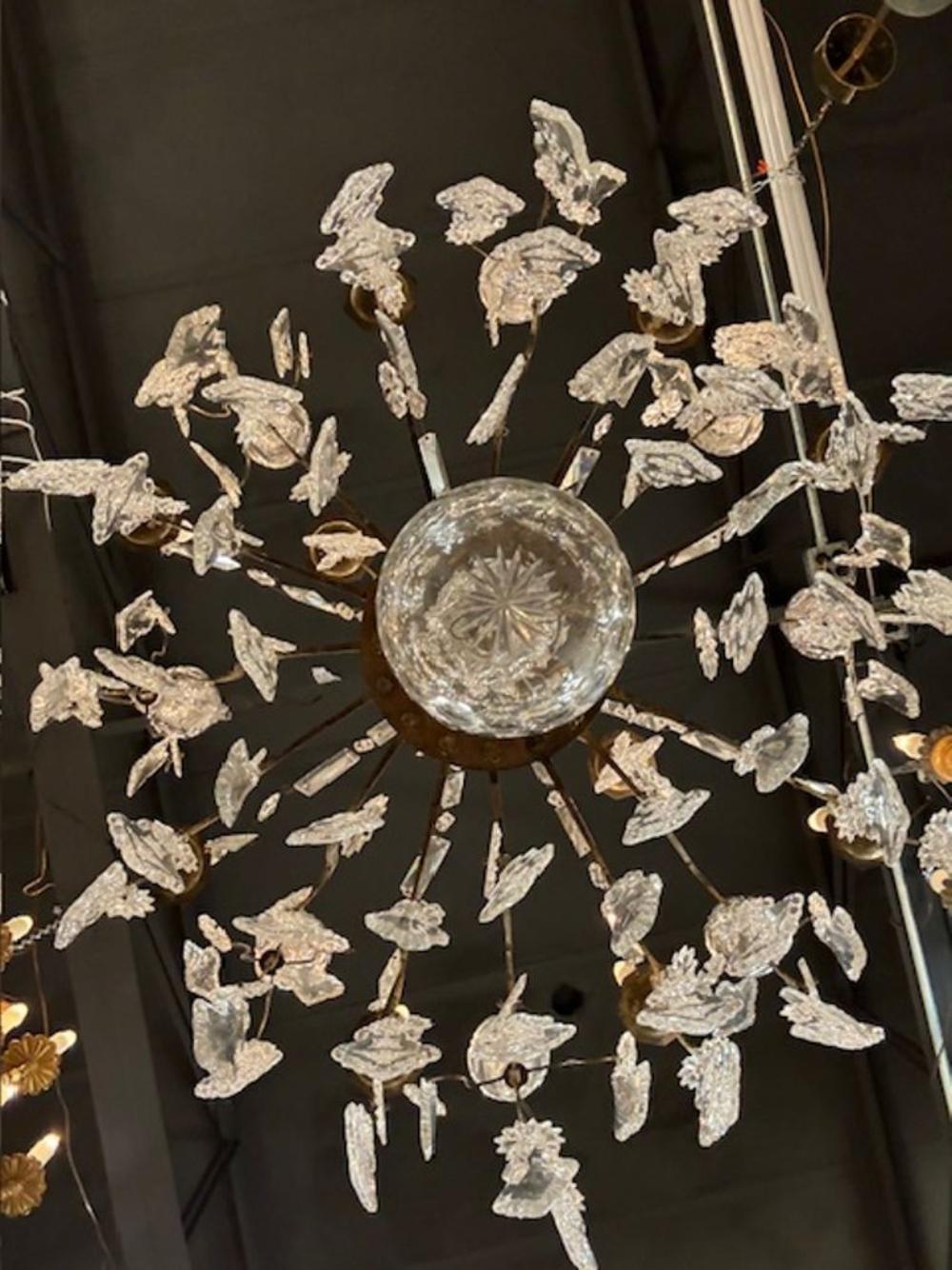 French Bronze and Crystal Cathedral Chandelier For Sale 8