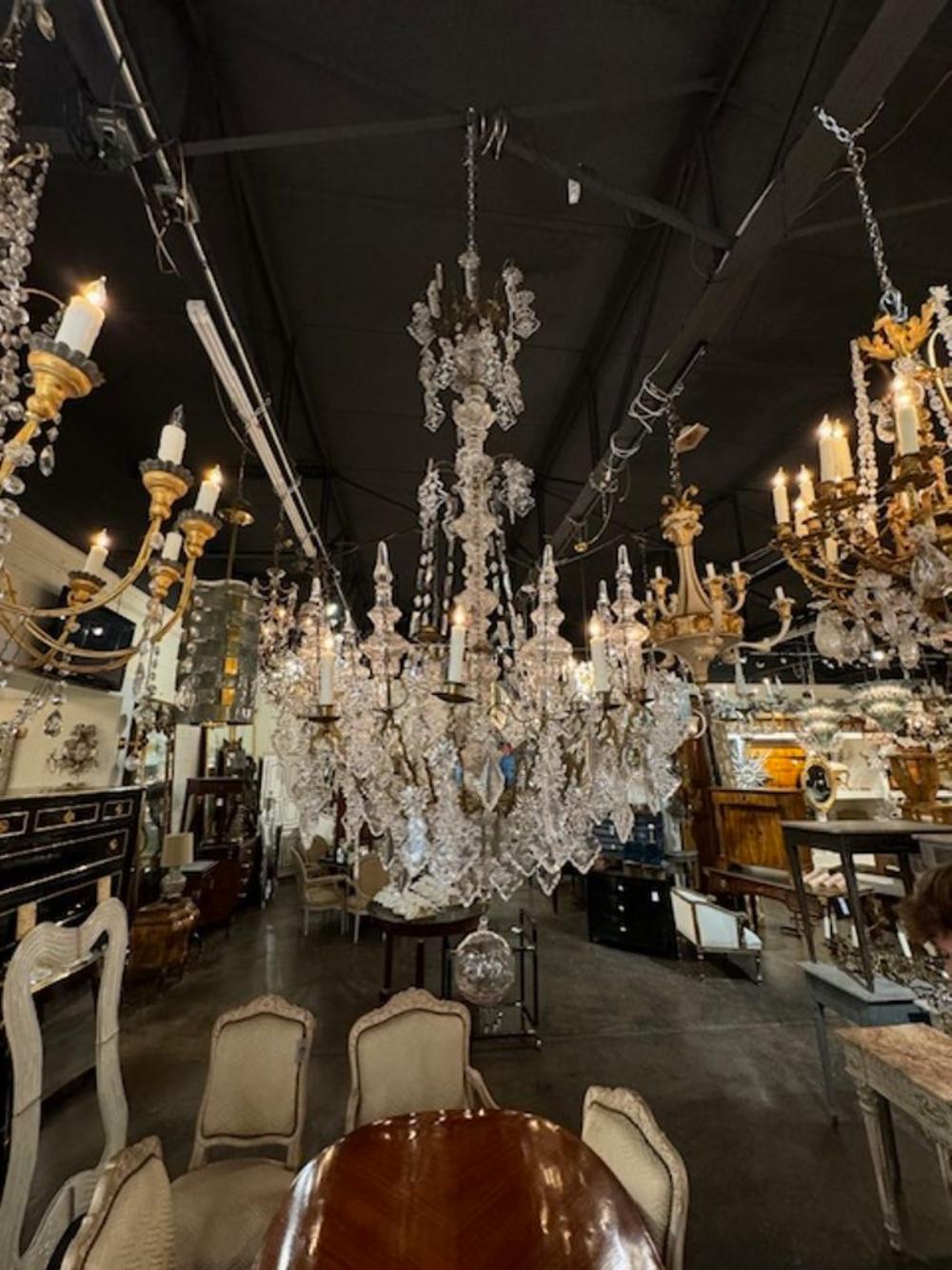 French Bronze and Crystal Cathedral Chandelier In Good Condition For Sale In Dallas, TX