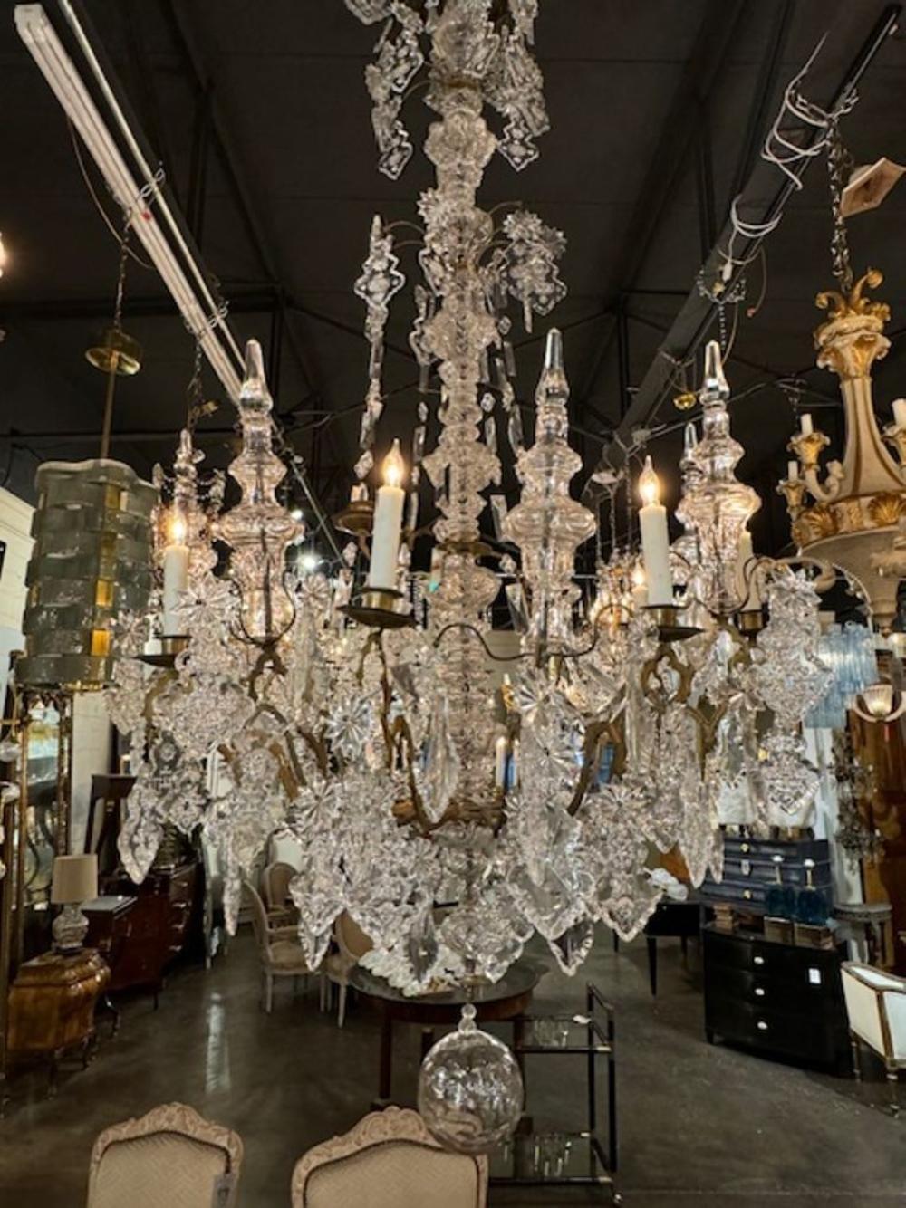 18th Century and Earlier French Bronze and Crystal Cathedral Chandelier For Sale