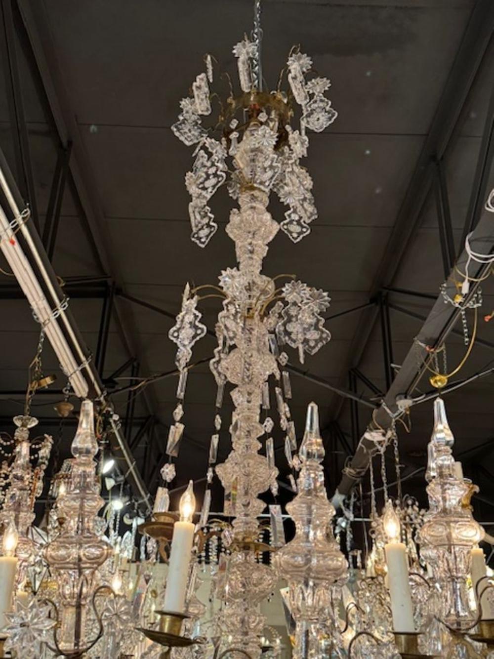 French Bronze and Crystal Cathedral Chandelier For Sale 1