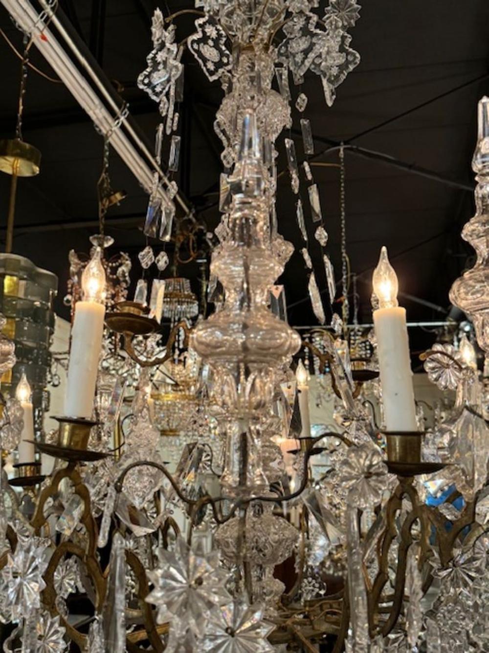 French Bronze and Crystal Cathedral Chandelier For Sale 2