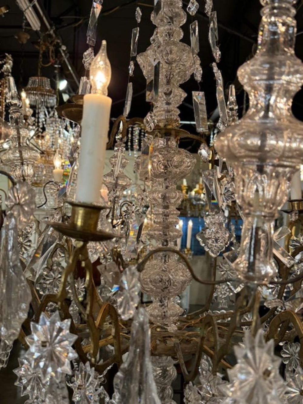 French Bronze and Crystal Cathedral Chandelier For Sale 3