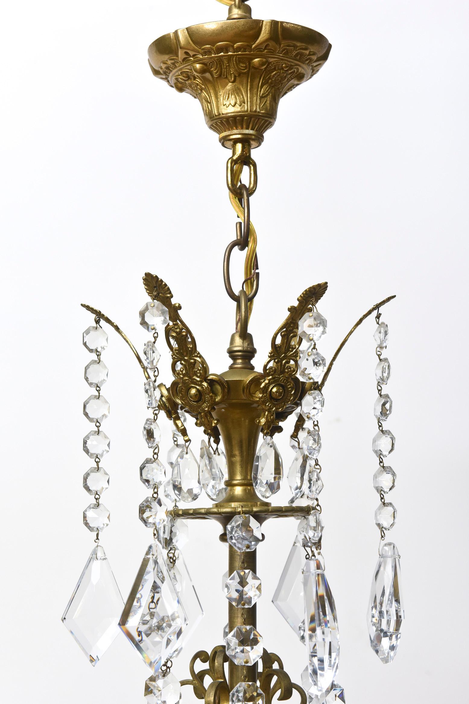 French Bronze and Crystal Chandelier For Sale 5