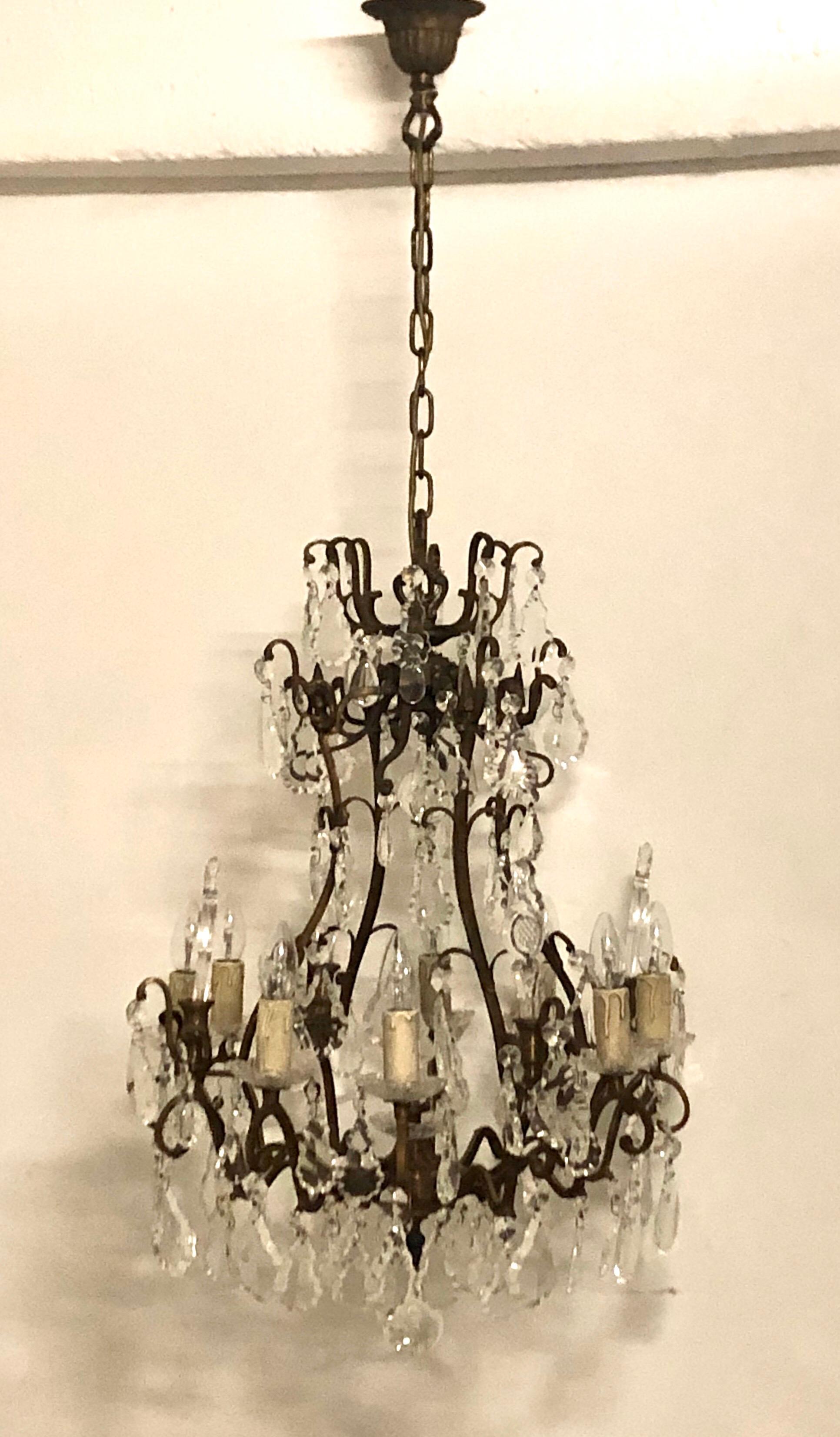 French Bronze and Crystal Chandelier 5