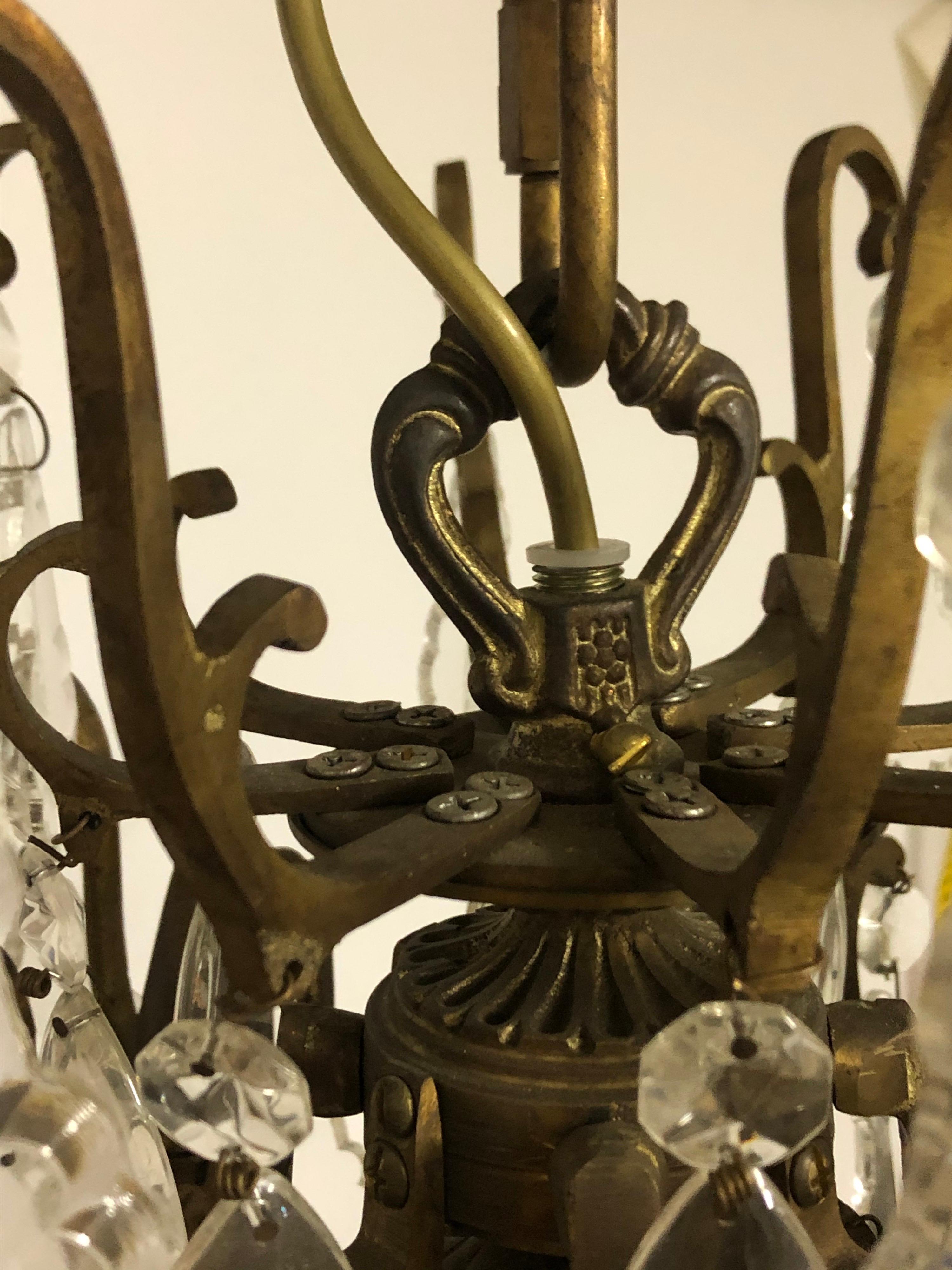 French Bronze and Crystal Chandelier 6