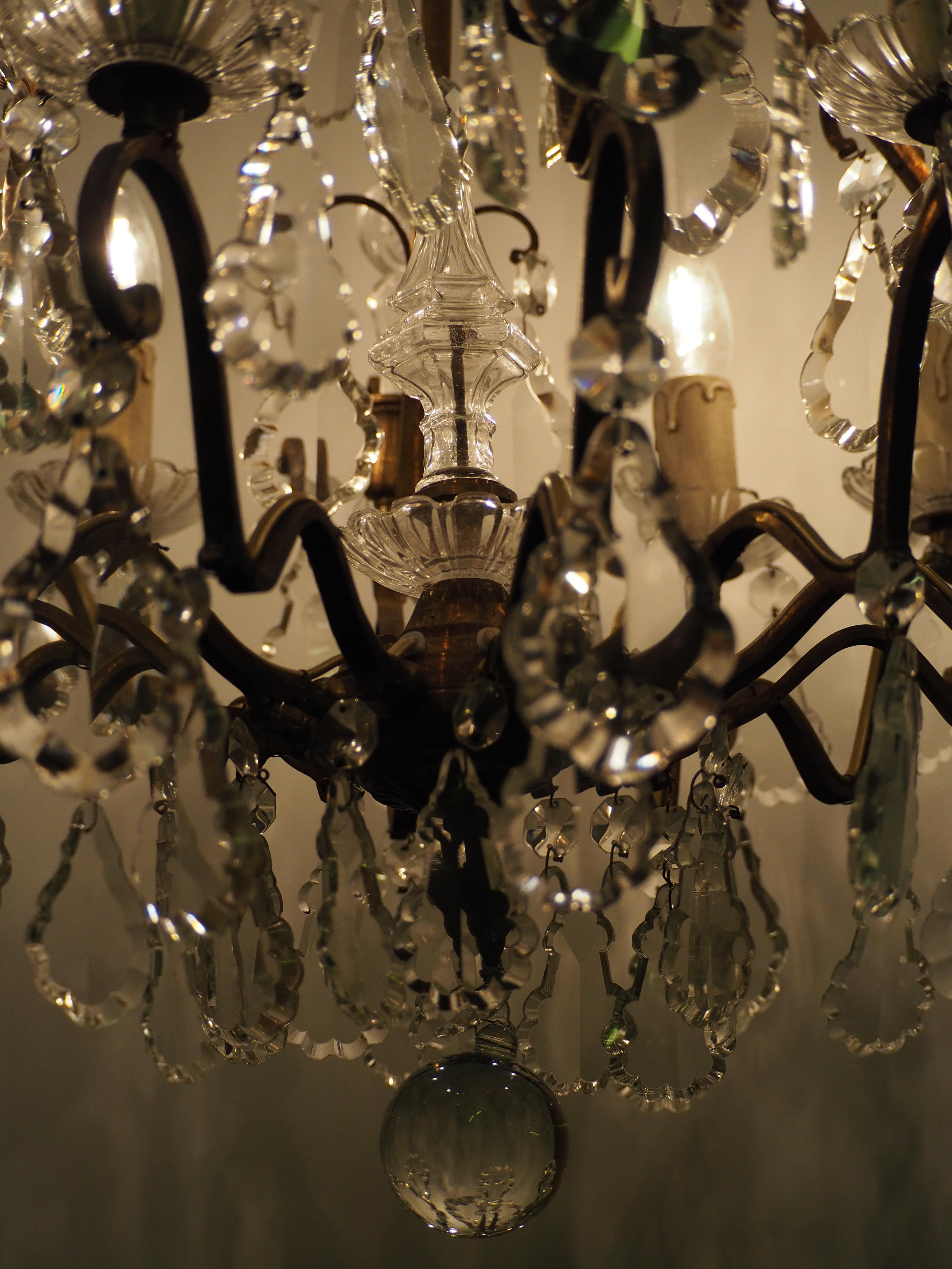 French Bronze and Crystal Chandelier 9