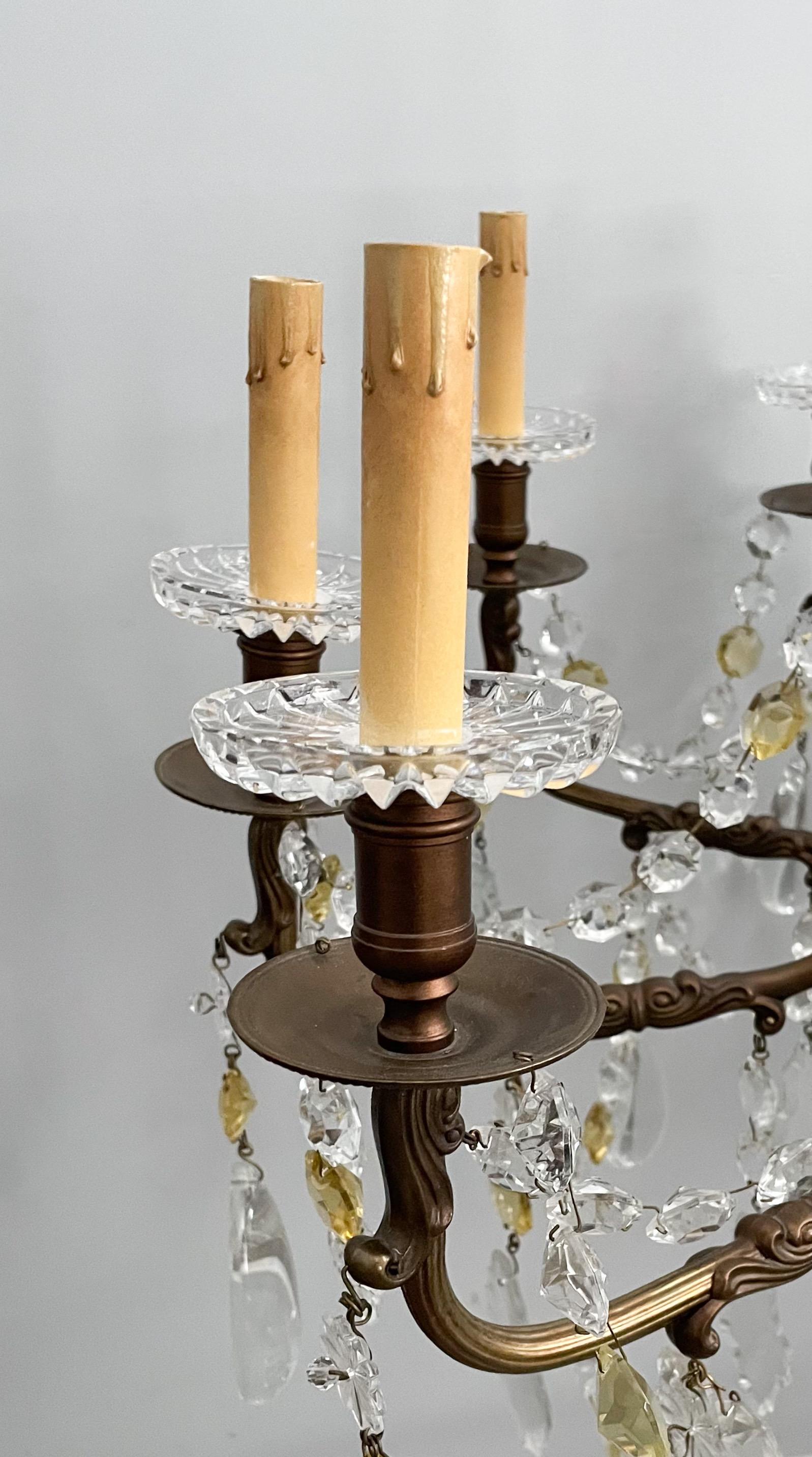 French Bronze and Crystal Chandelier  2