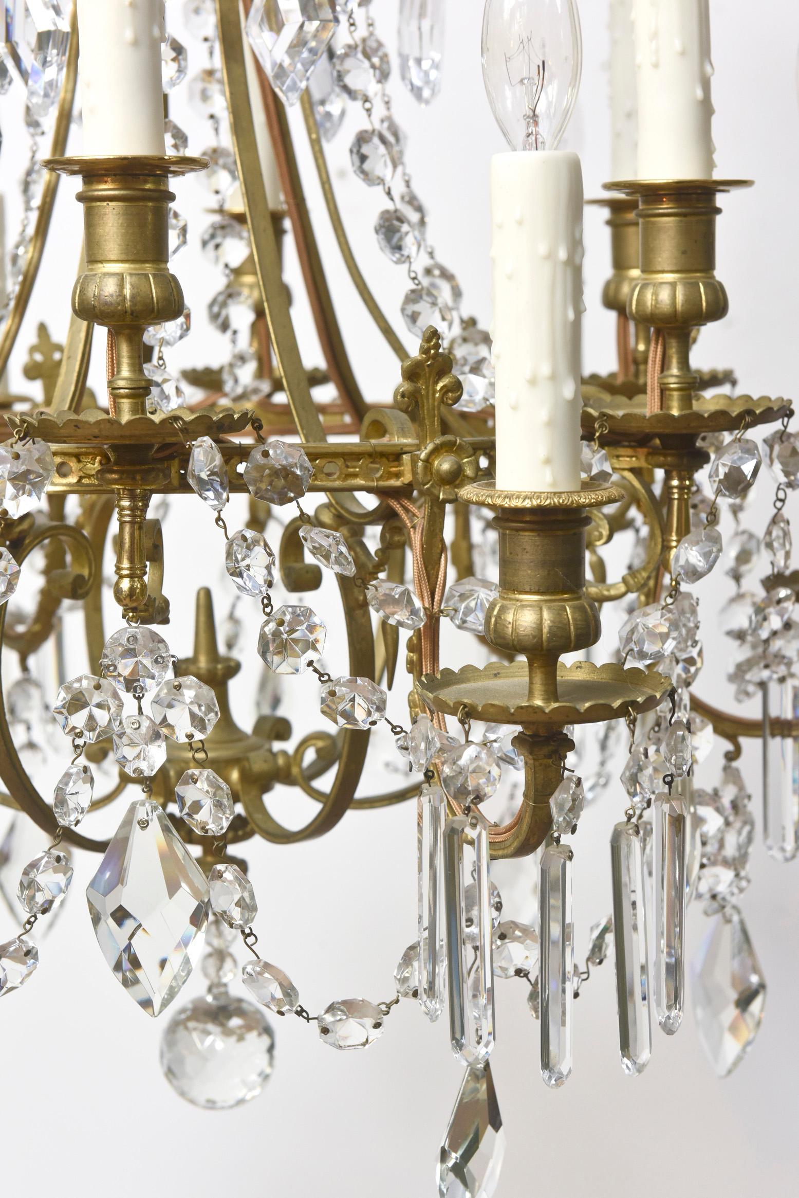 French Bronze and Crystal Chandelier For Sale 3