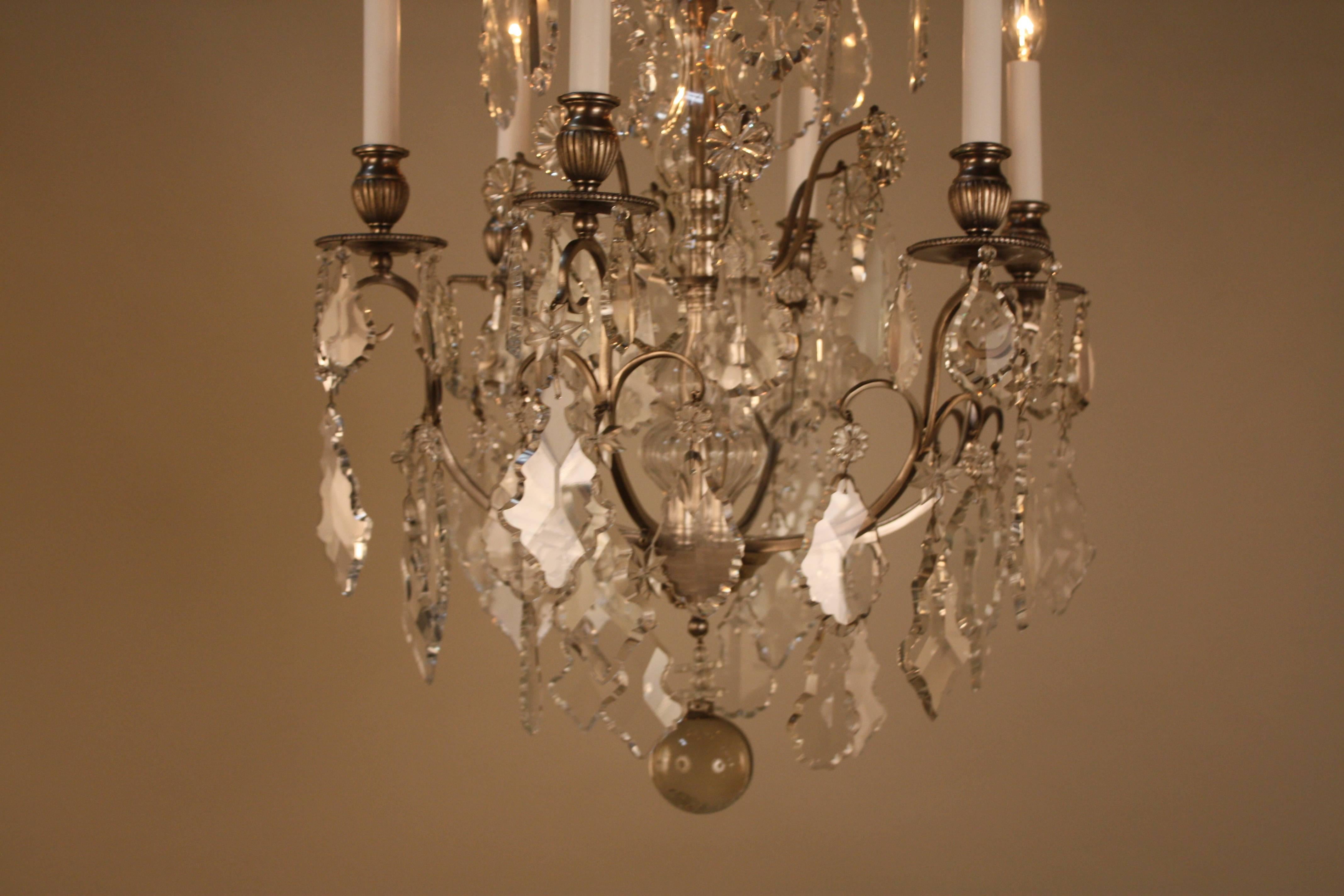 French Bronze and Crystal Chandelier 4