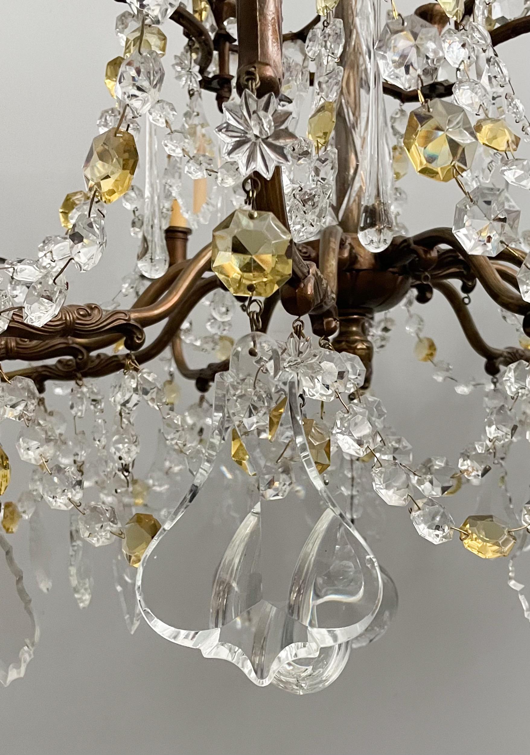 French Bronze and Crystal Chandelier  3