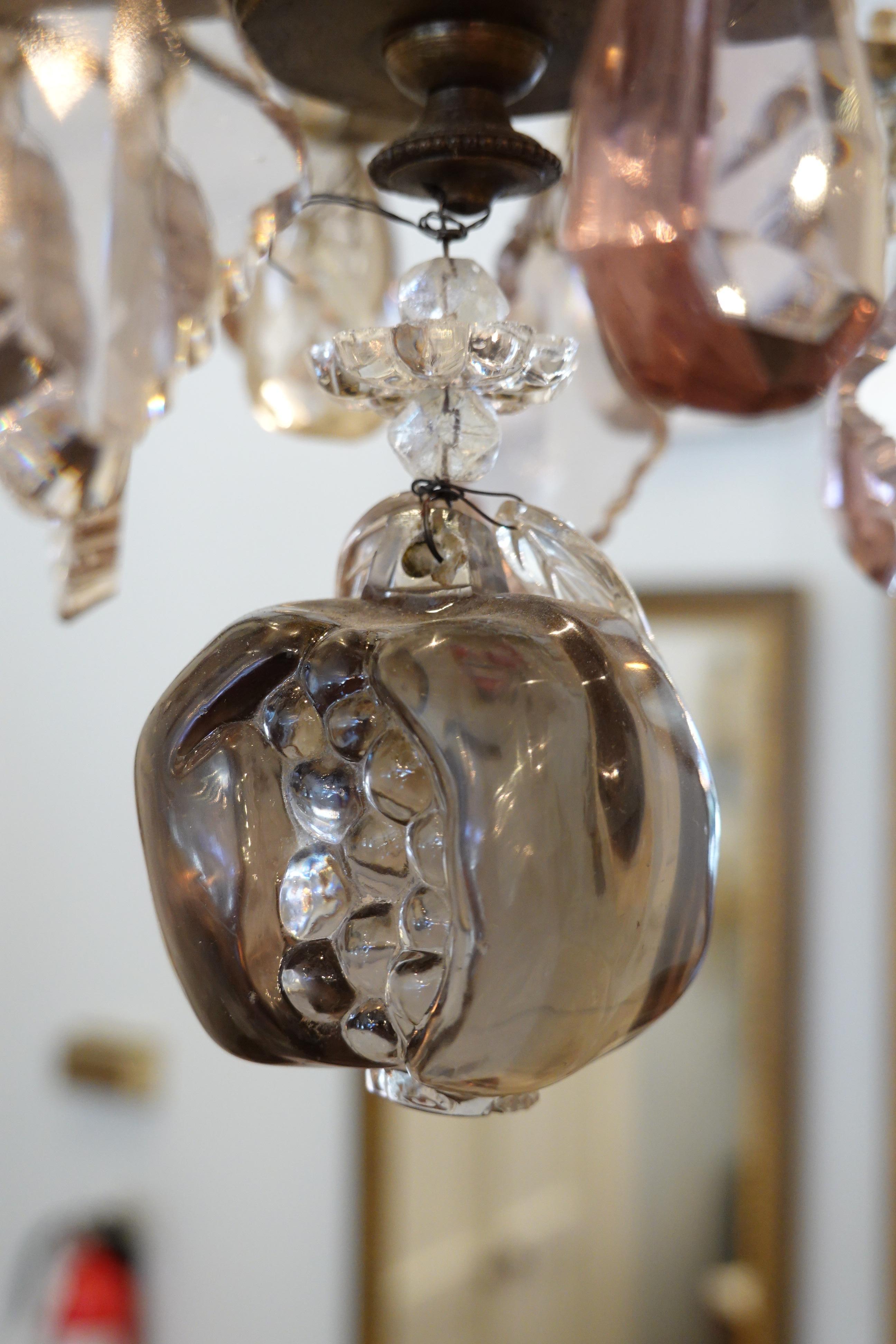 Kronleuchter aus Bronze und Kristall mit Porzellanblumen aus Porzellan im Angebot 8