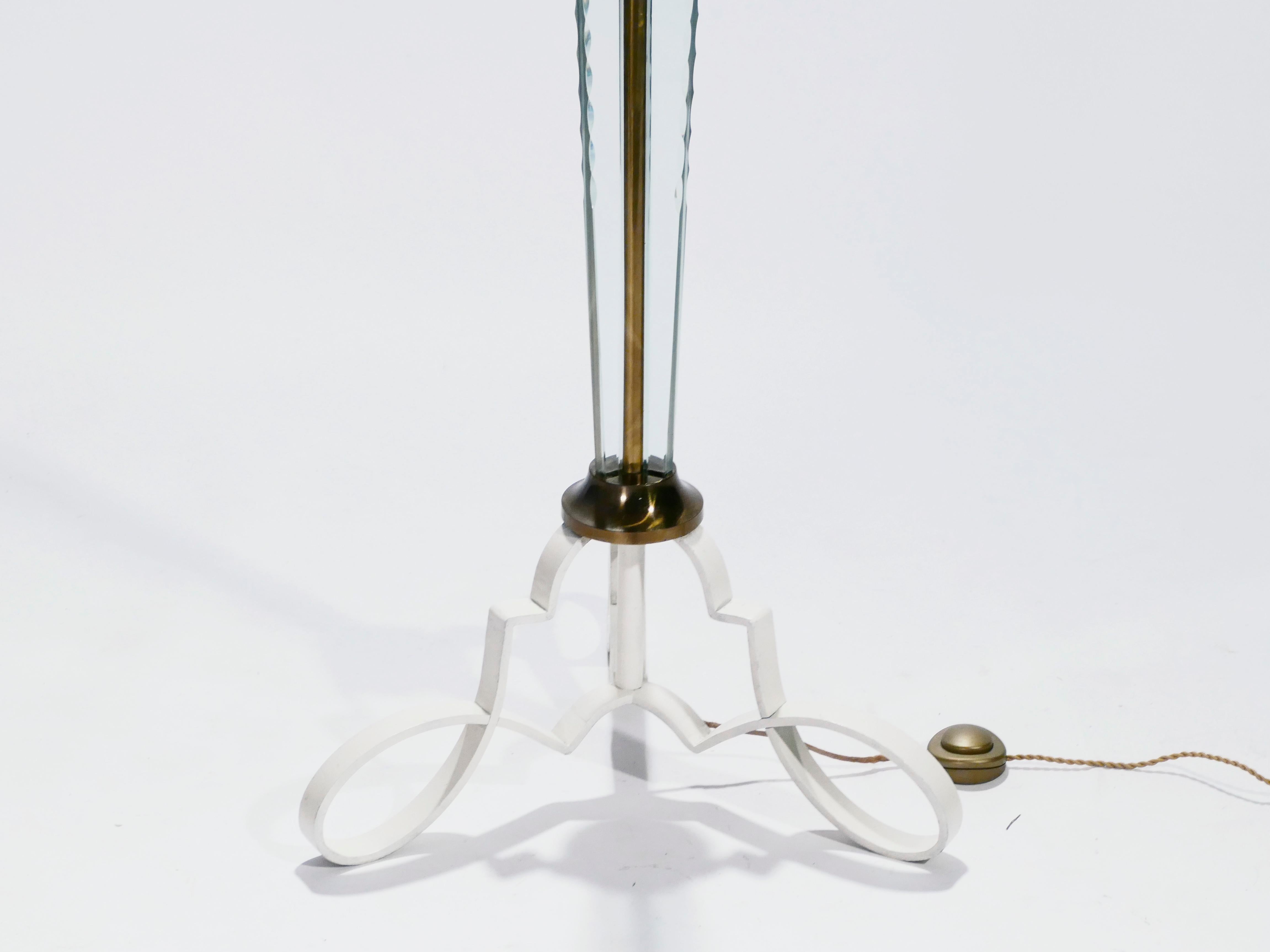 Ernest Sabino Bronze und Sèvres Kristall Stehlampe 1930s im Angebot 2