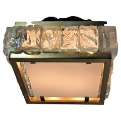 French Bronze and Glass Flush Mounts Light by Jean Perzel