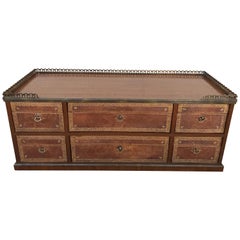 French  Bronze and Leather Desk Cartioner