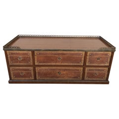 French Bronze and Leather Desk Cartioner