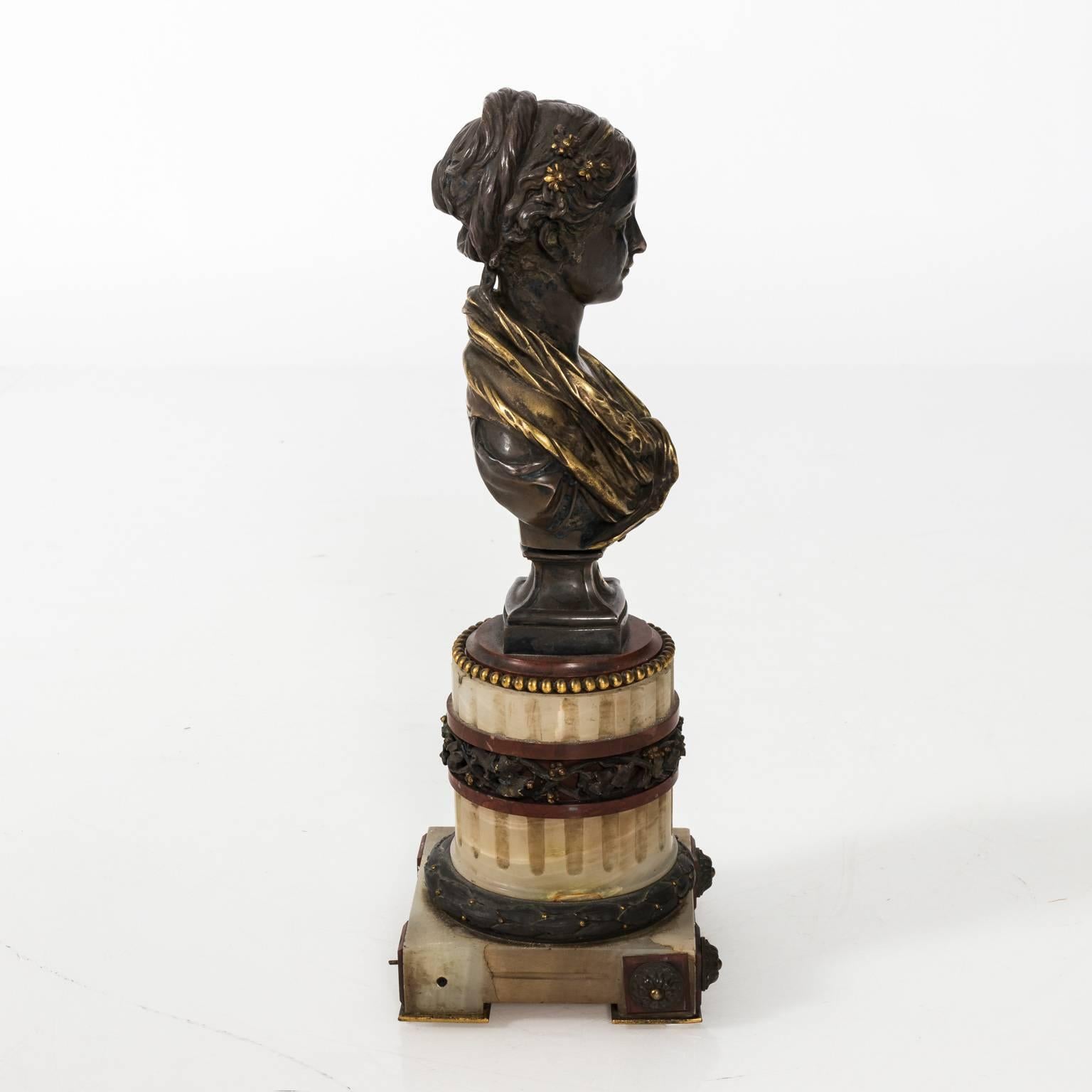 Buste français en bronze et marbre de L. Gregoire, datant d'environ 1878 Bon état - En vente à Stamford, CT