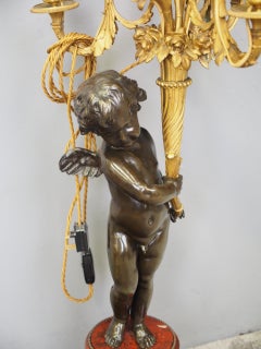 French Bronze and Marble Candelabra in the Manner of Henry Dasson
