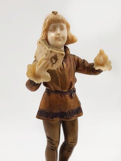 French bronze and marble figures of two children by H. keck