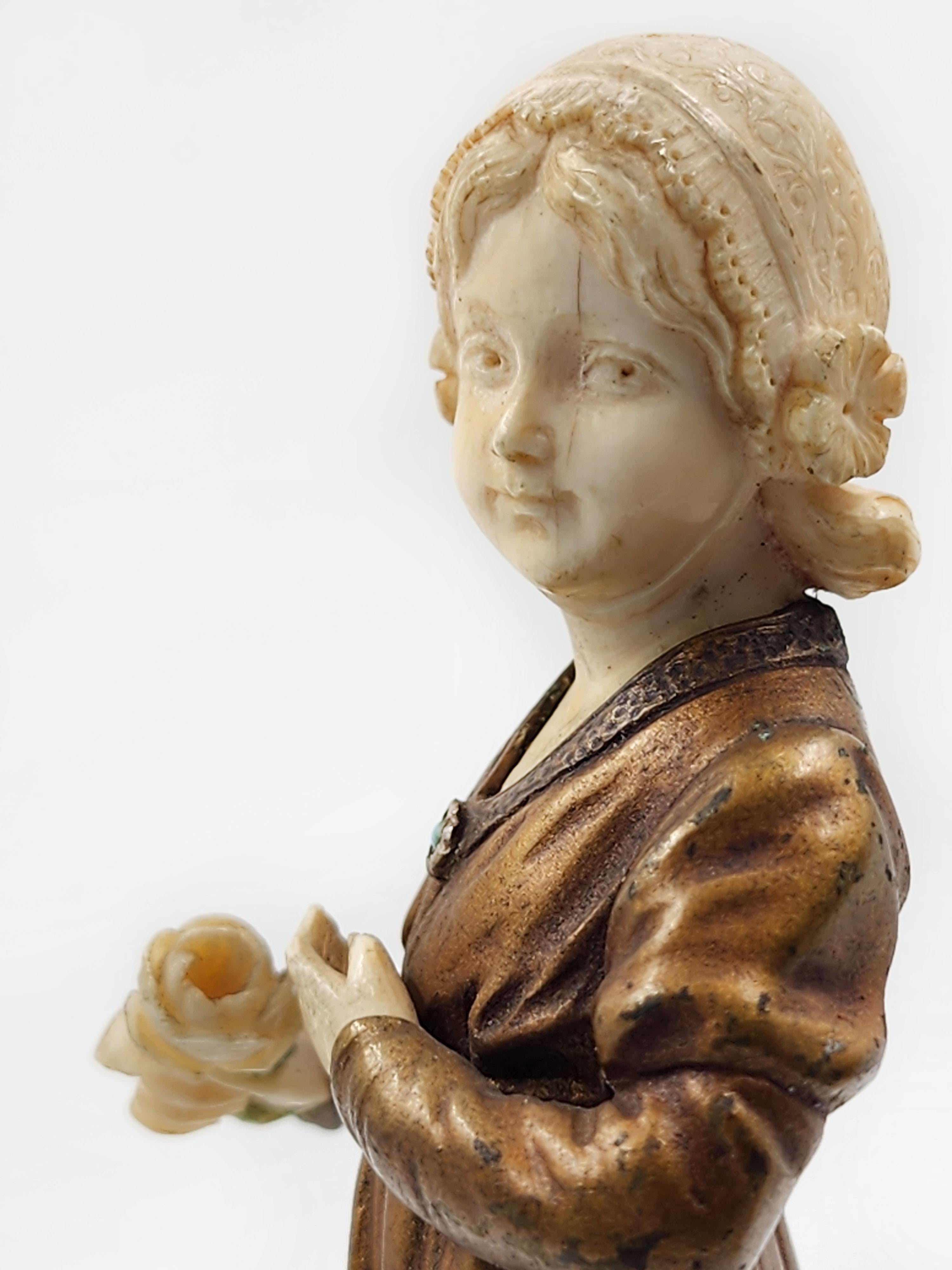 Art Deco French bronze and marble figures of two children by H. keck For Sale