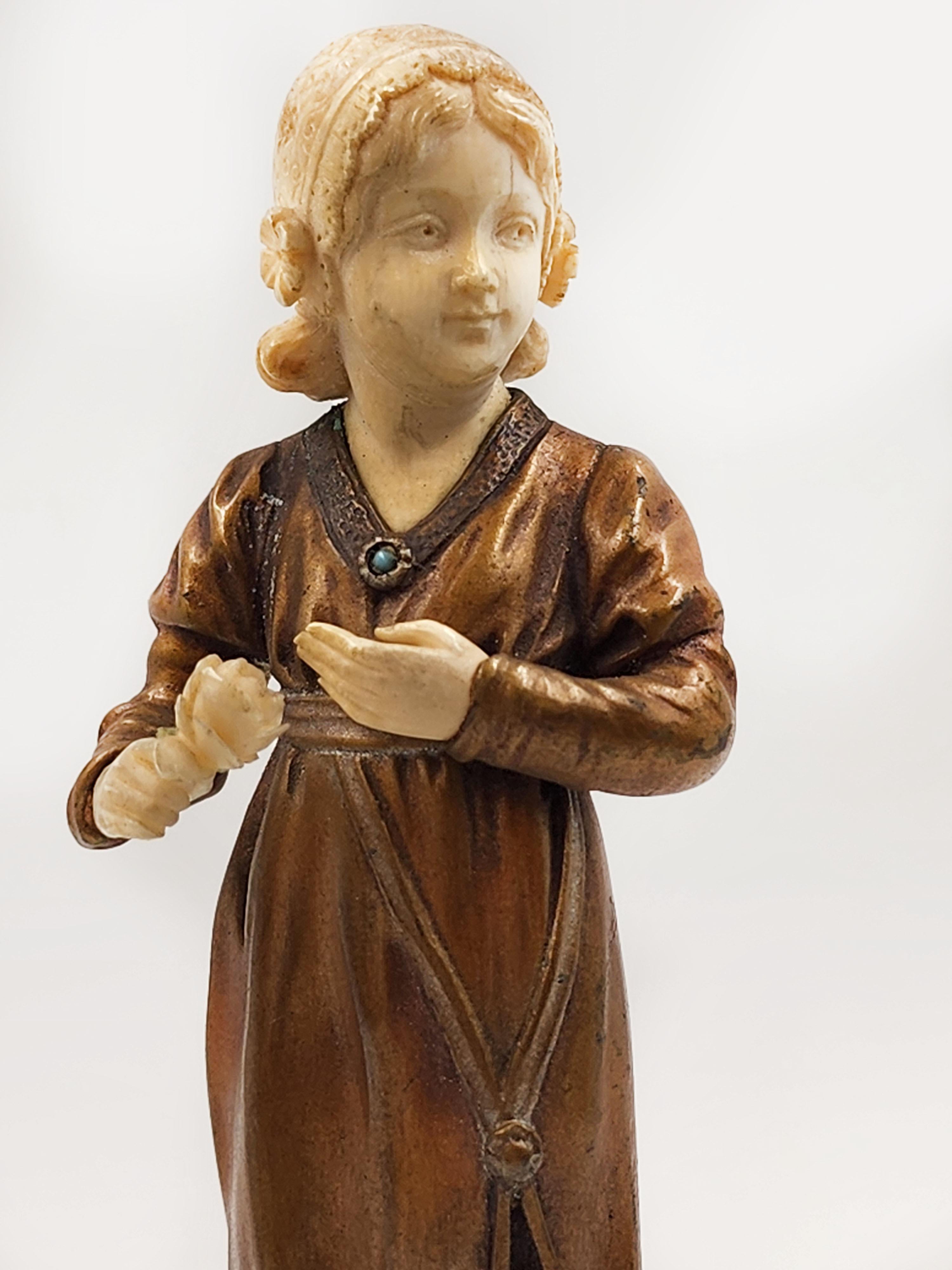 French bronze and marble figures of two children by H. keck For Sale 2