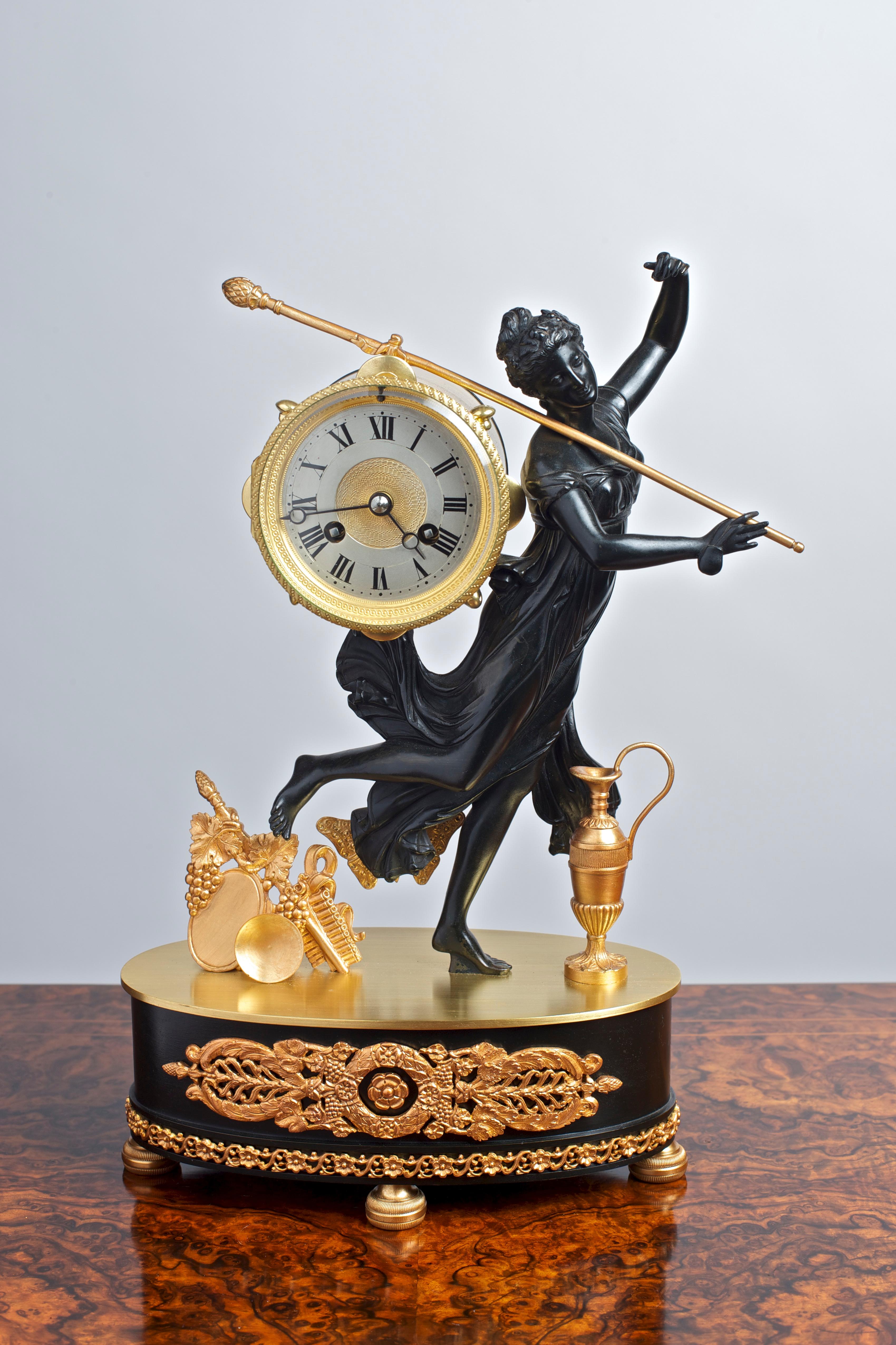 French Bronze and Ormolu Mantel Clock In Good Condition In Norwich, GB