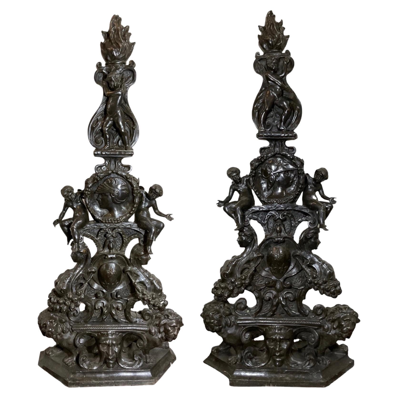 French Bronze Andiron Chenets For Sale