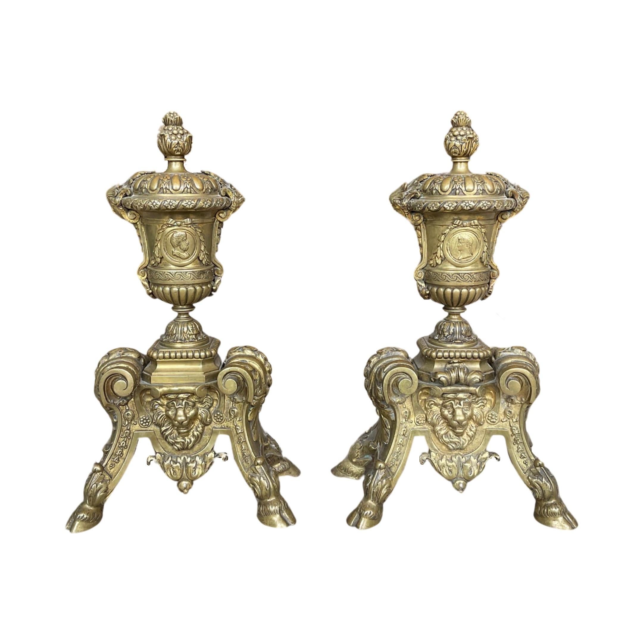 These French bronze andirons are perfect for bringing a historic vibe to any fireplace. Crafted from iron with a beautiful bronze finish, they are estimated to date to the late 18th century. A perfect piece to add to any room.