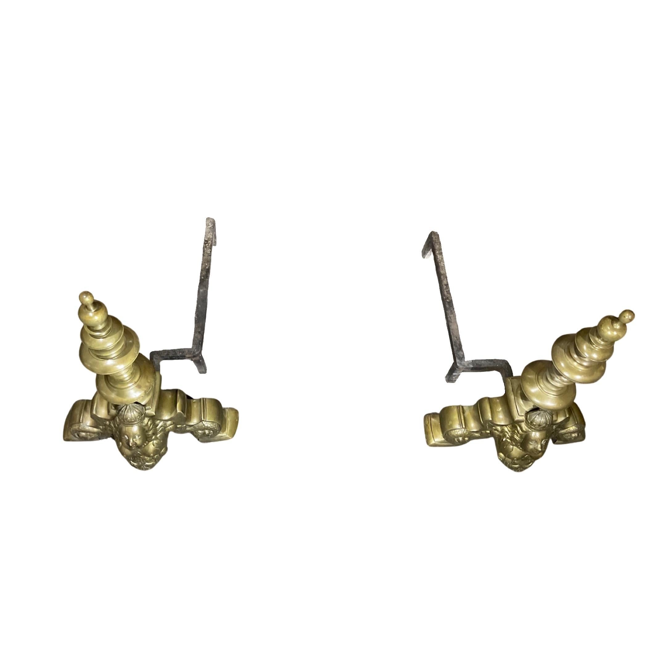 Französische Bronze Andirons im Zustand „Gut“ im Angebot in Dallas, TX