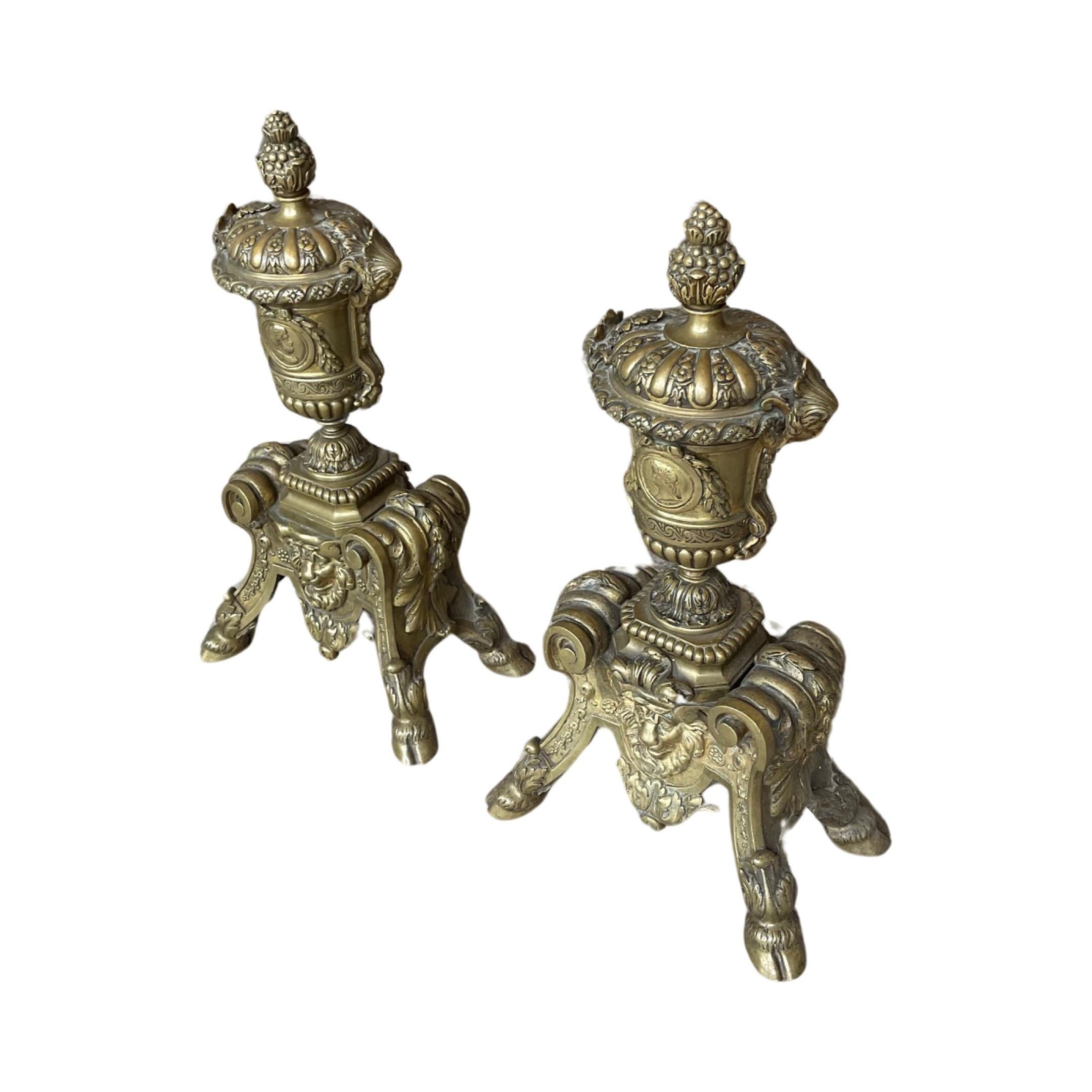 French Bronze Andirons For Sale 1