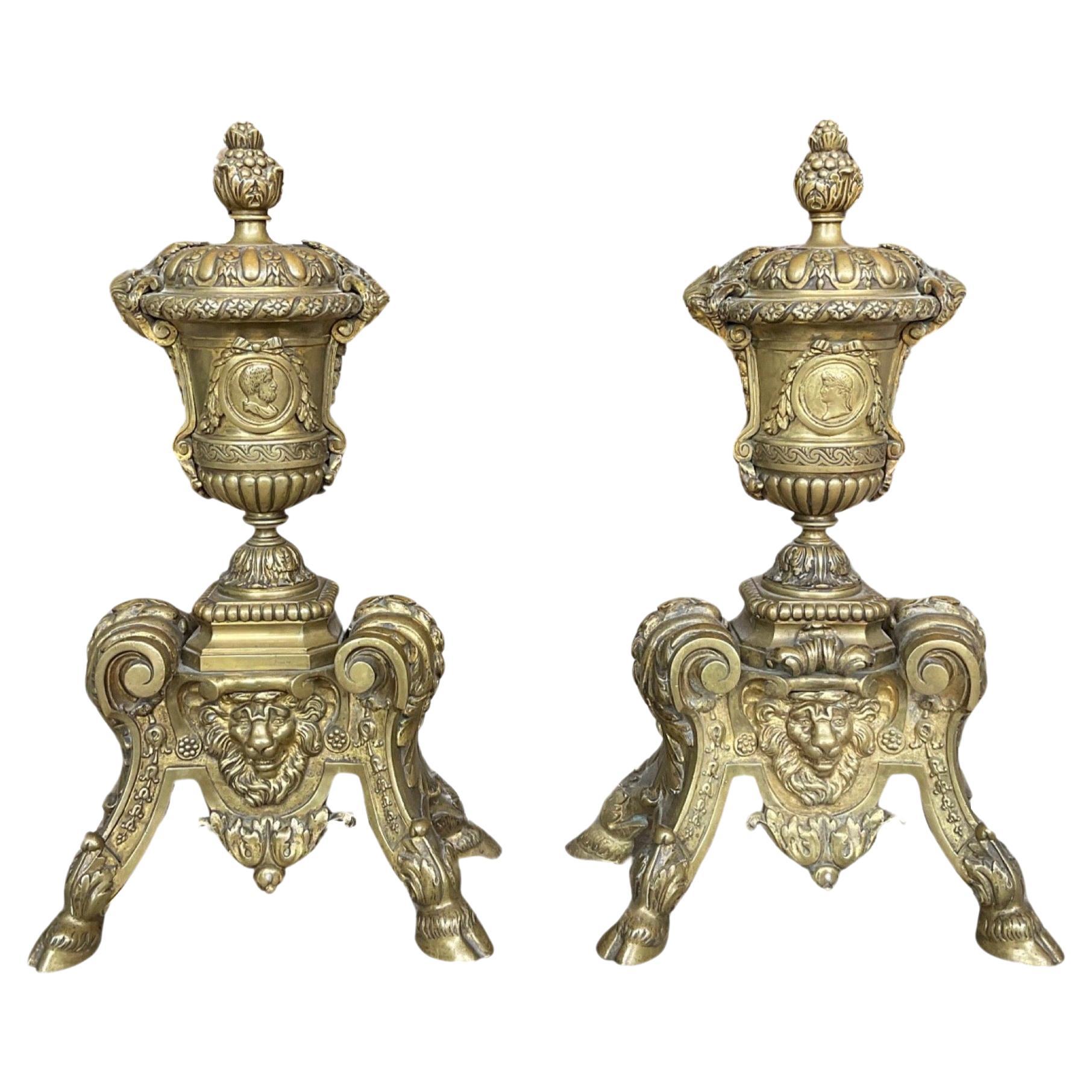 French Bronze Andirons For Sale