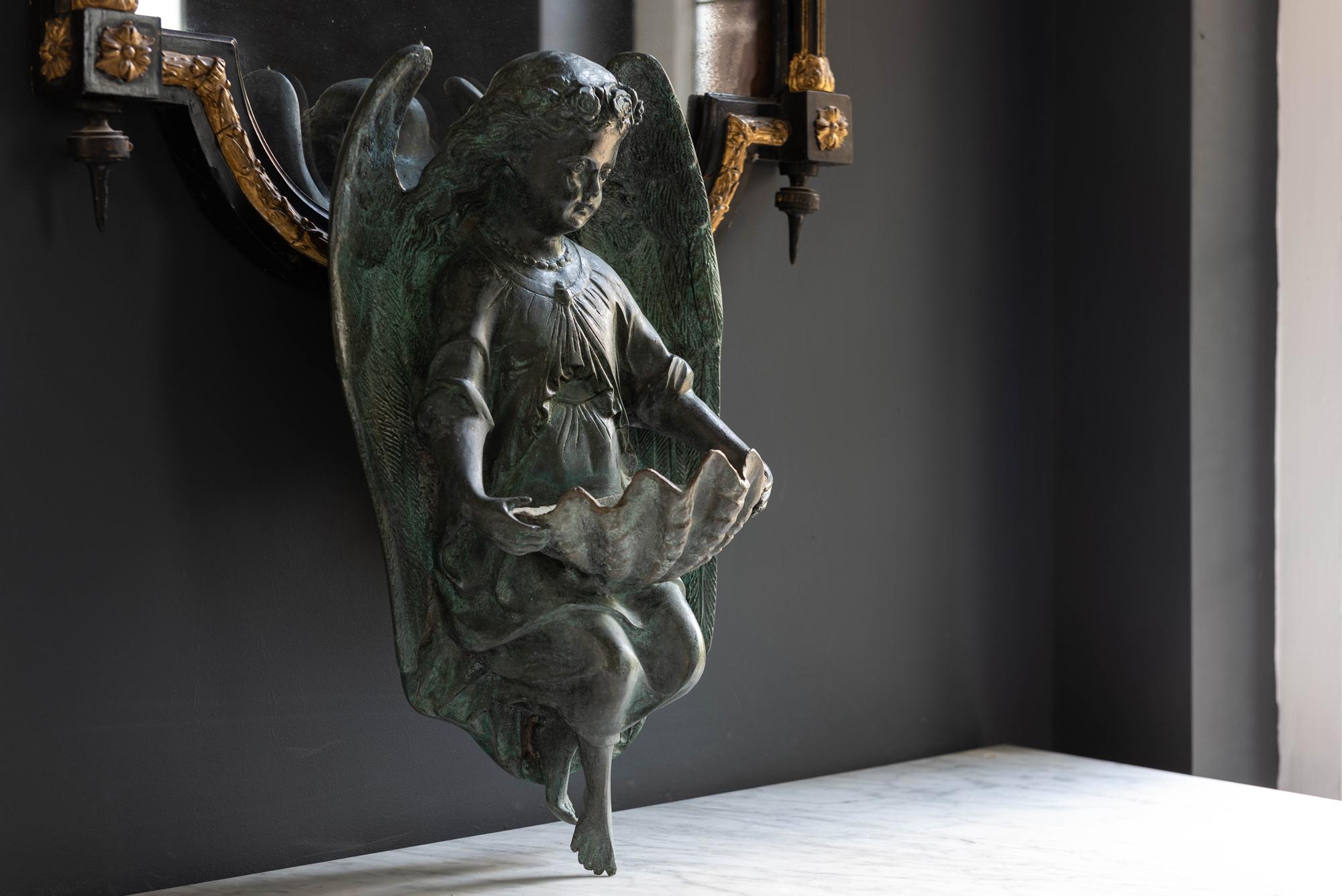 French Bronze Angel Stoup after Dumaige, 1838, 19th Century 3