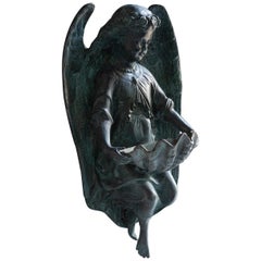 French Bronze Angel Stoup after Dumaige, 1838, 19th Century