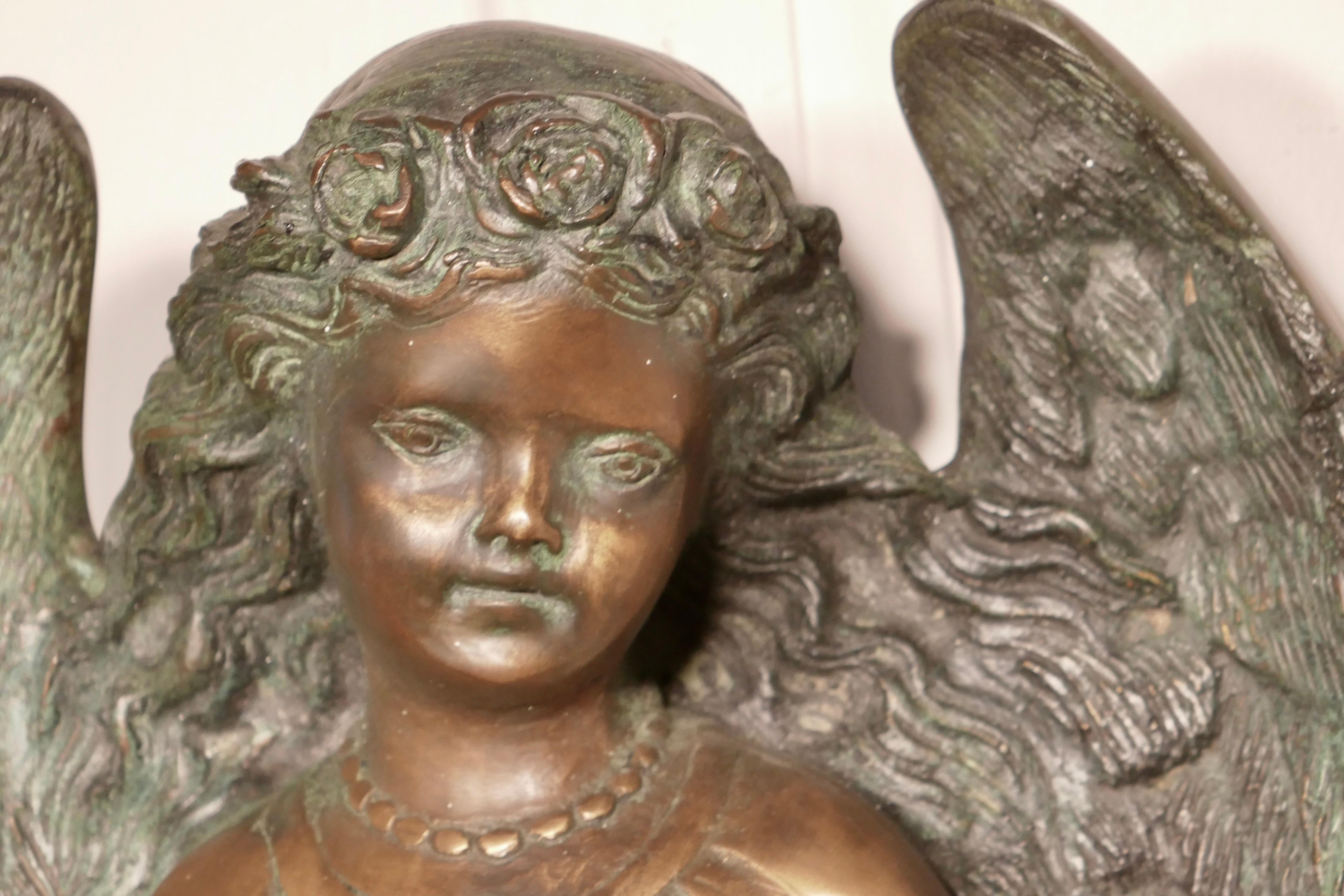 Art Nouveau French Bronze Angel, Wall Plaque after Dumaige, 1838