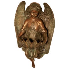 Ange en bronze français:: plaque murale d'après Dumaige:: 1838