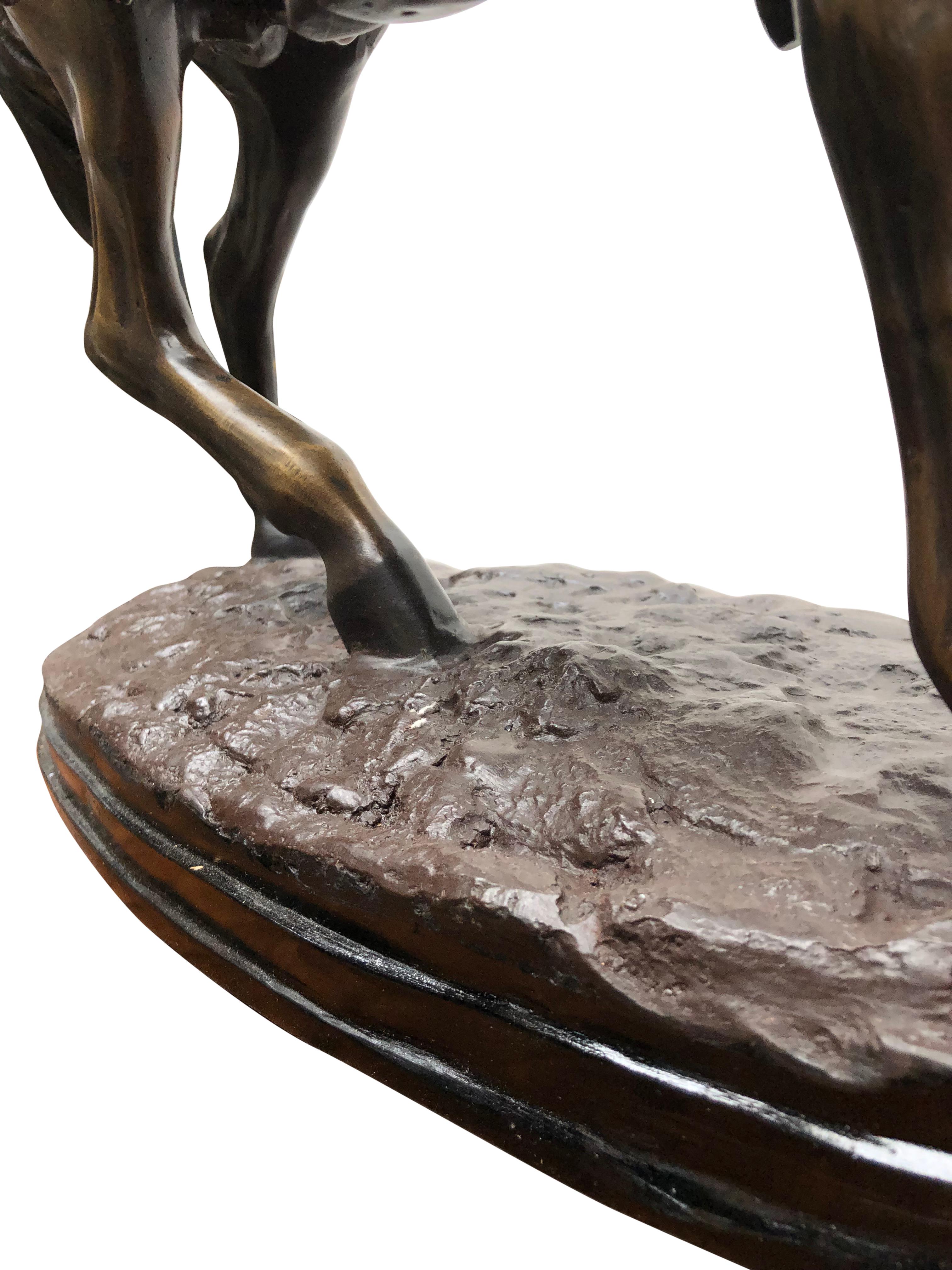 French Bronze Arab on Horseback Orientalist Statue by Barye, 20th Century For Sale 7