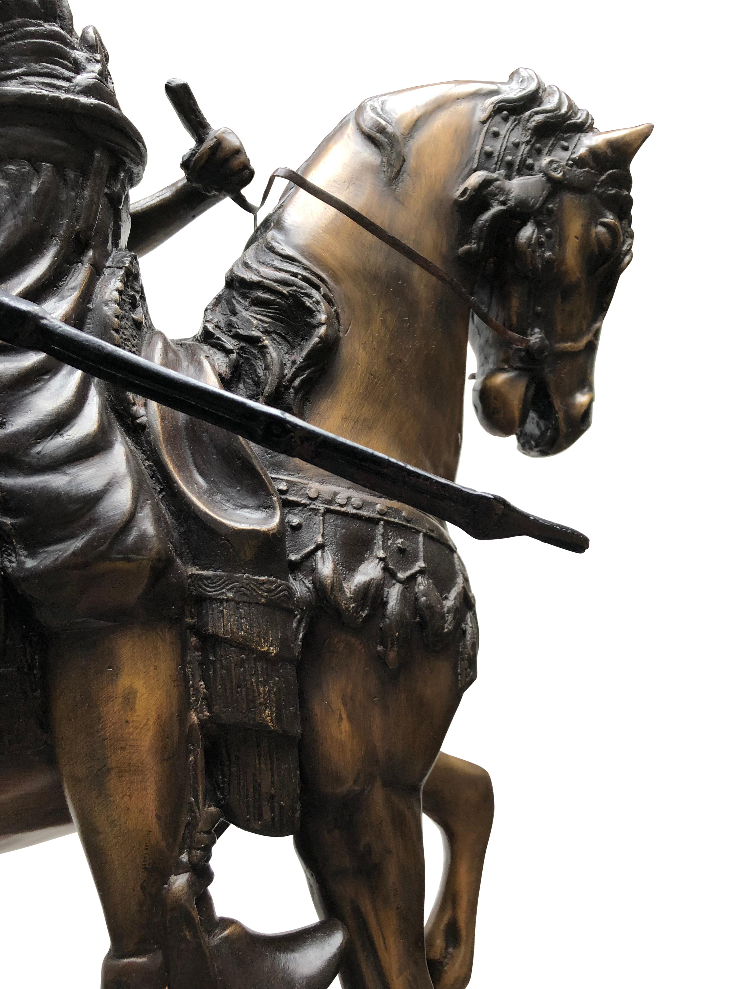 French Bronze Arab on Horseback Orientalist Statue by Barye, 20th Century For Sale 1
